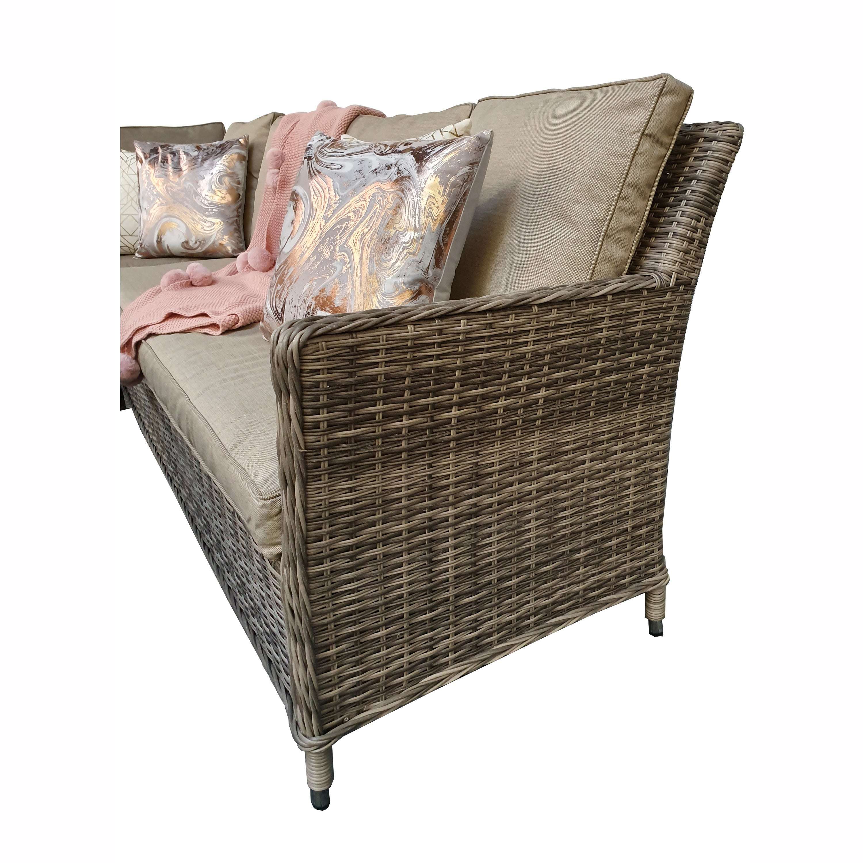 Exceptional Garden:Signature Weave Edwina Corner Dining Set with Lift Table and Ice Bucket - Mixed Nature Weave