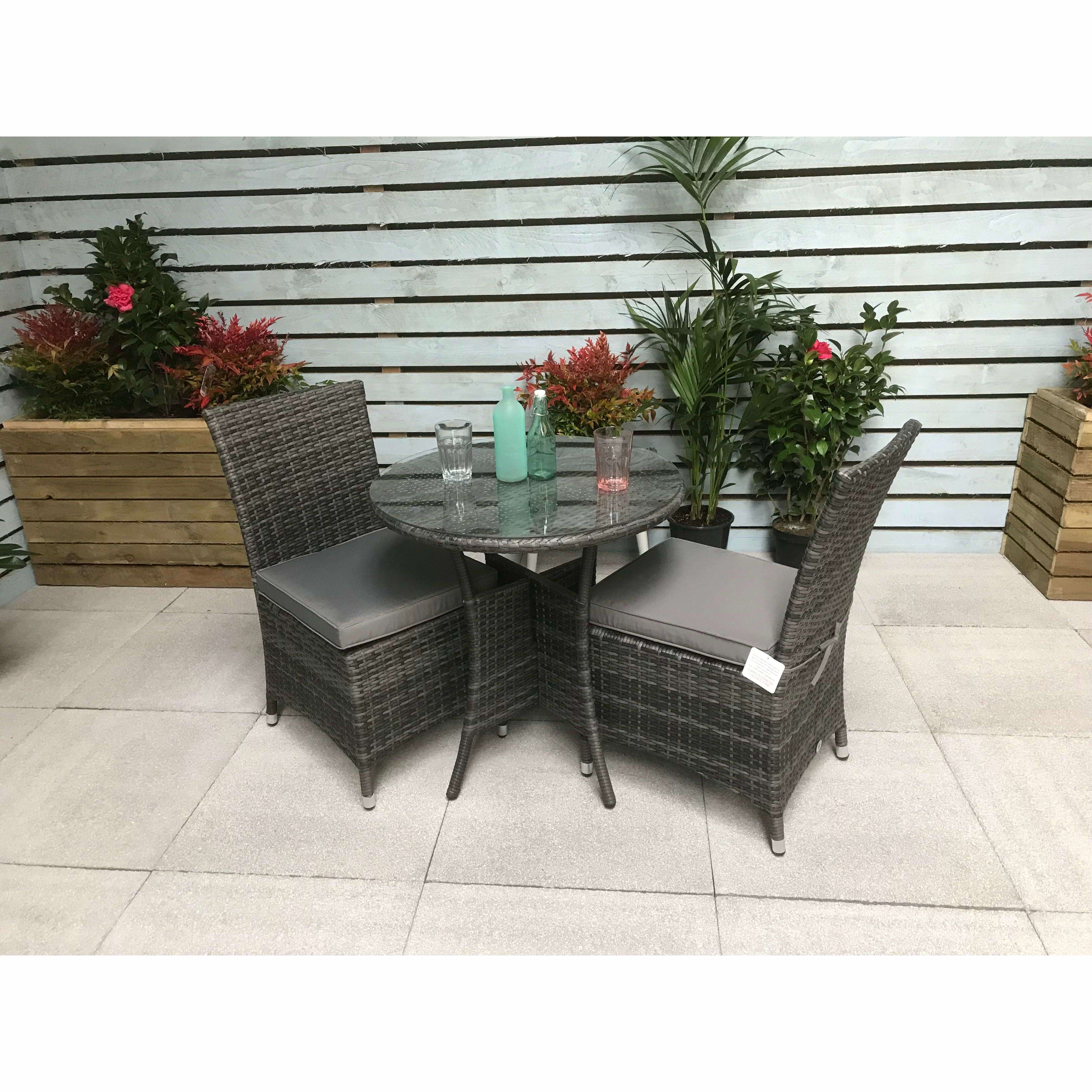 Exceptional Garden:Signature Weave Emily 2-Seater Bistro Set Armless Chairs