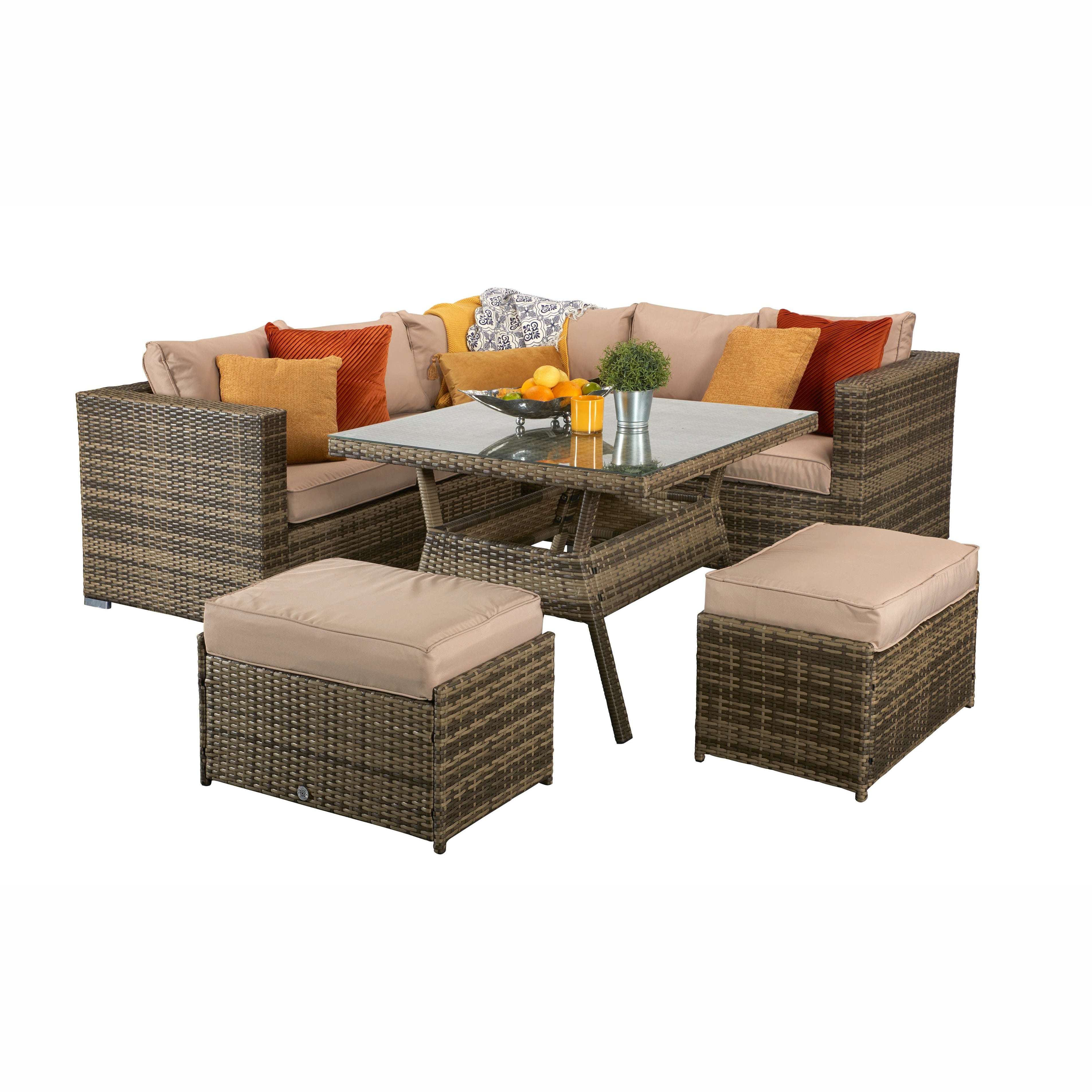 Exceptional Garden:Signature Weave Georgia Corner Dining Set - Mixed Brown