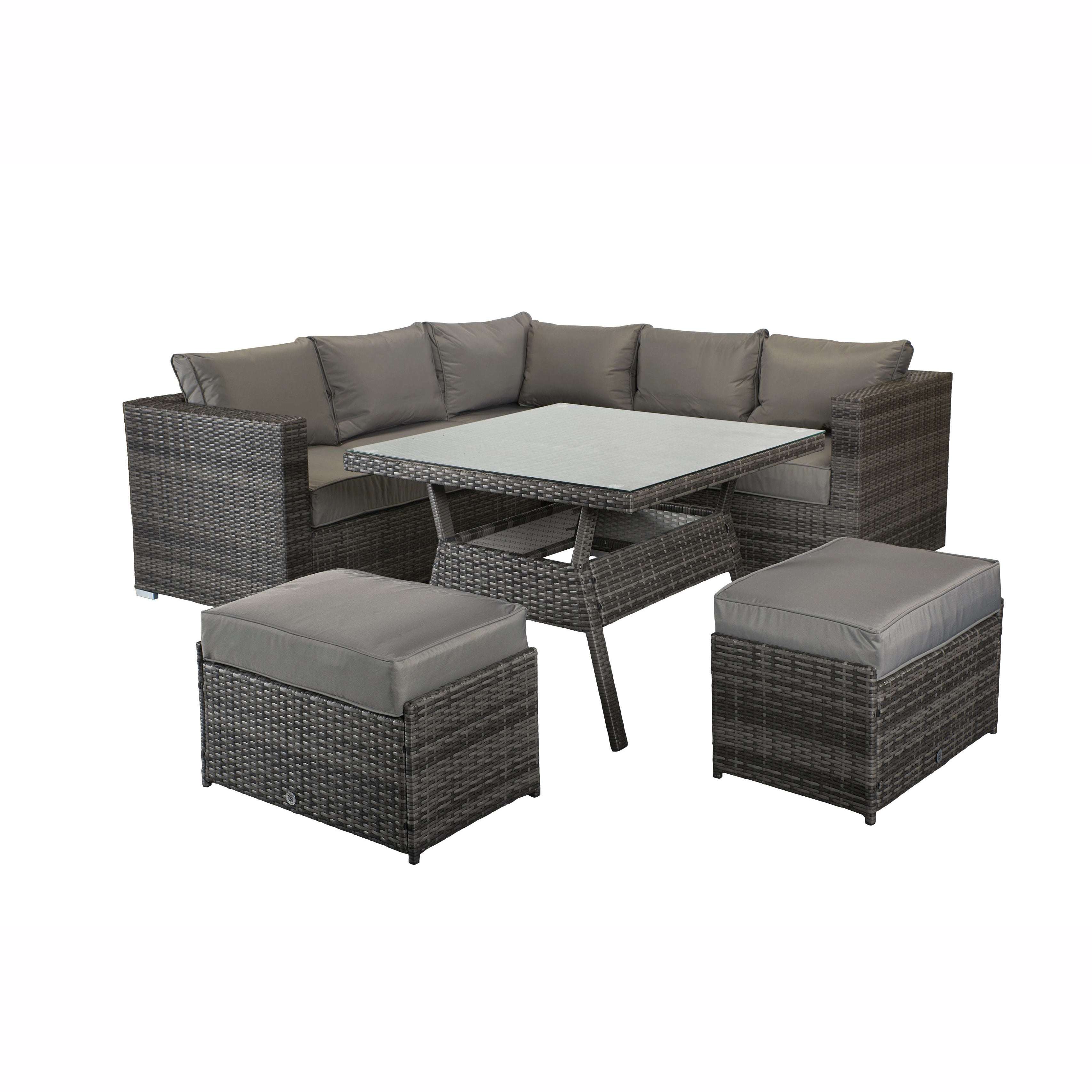 Exceptional Garden:Signature Weave Georgia Corner Dining Set - Grey