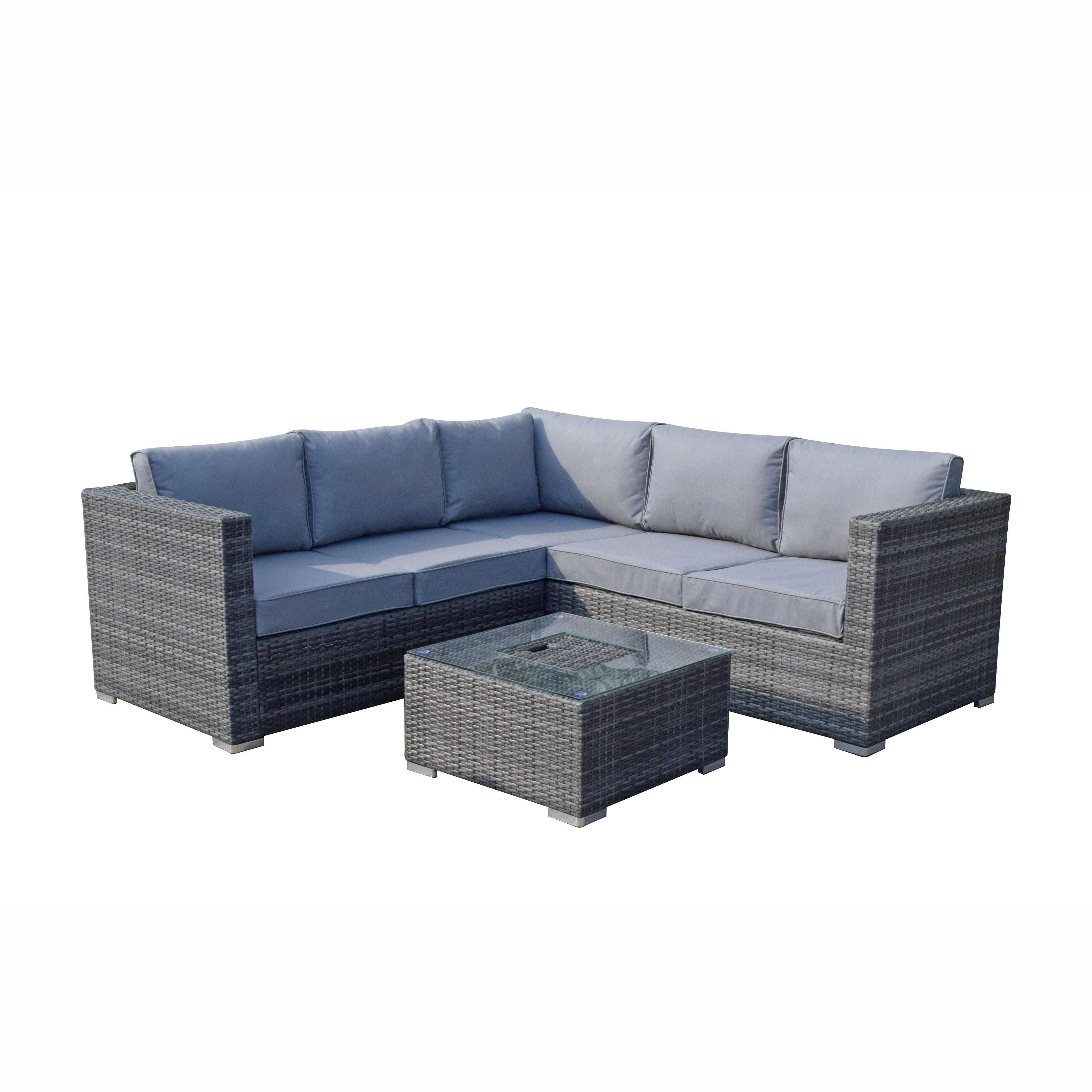 Exceptional Garden:Signature Weave Georgia Sofa Set with Ice Bucket - Grey