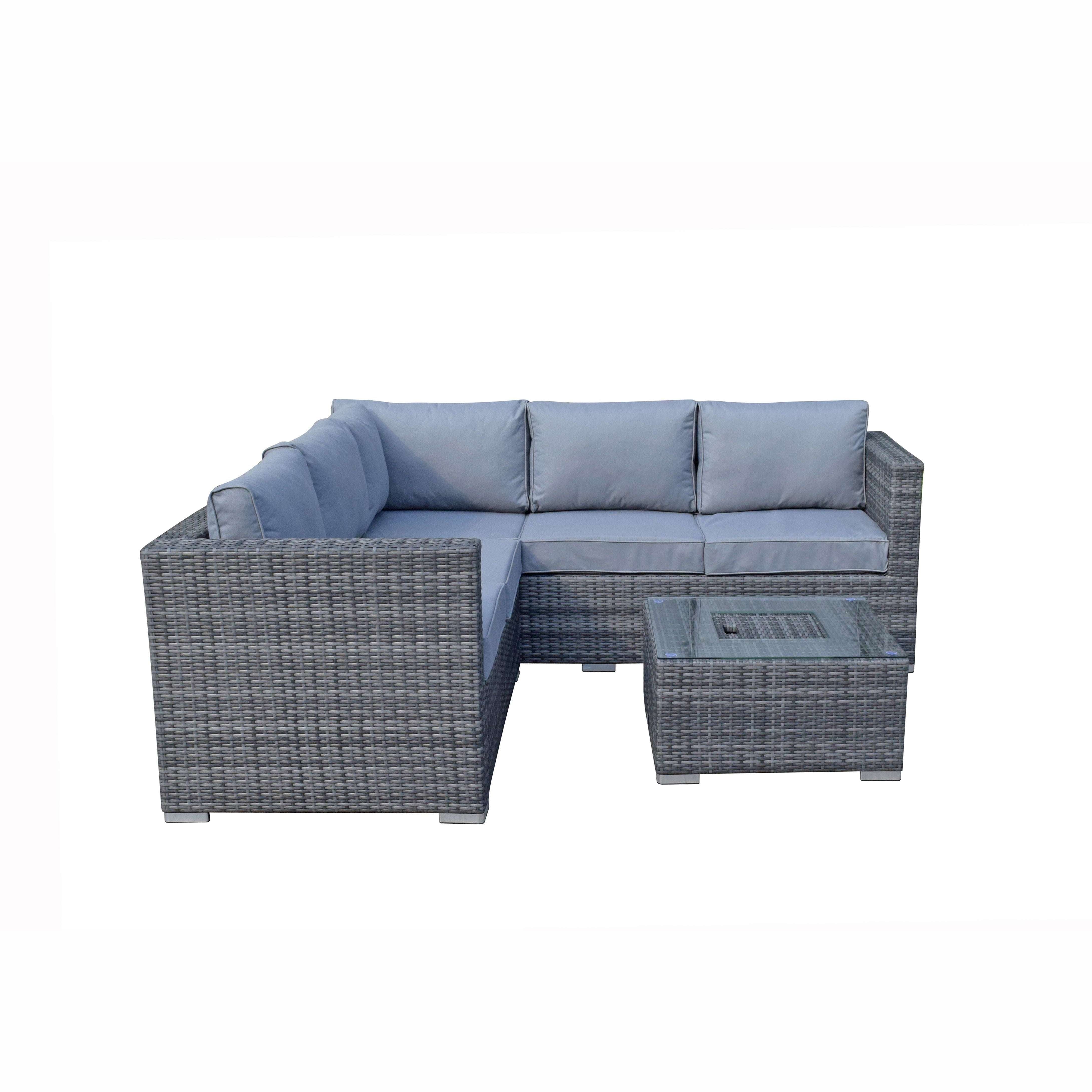 Exceptional Garden:Signature Weave Georgia Sofa Set with Ice Bucket - Grey