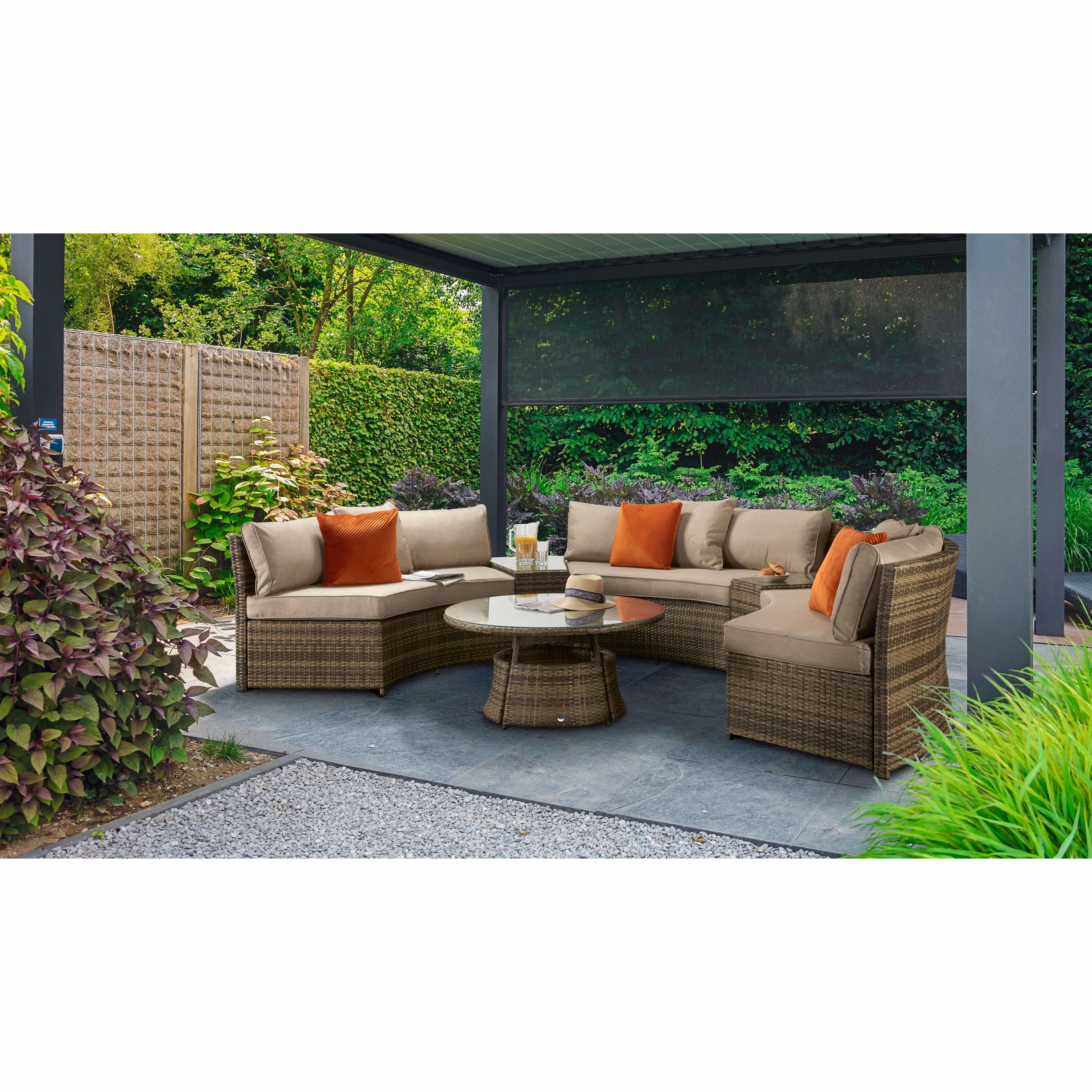 Exceptional Garden:Signature Weave Juliet Half Moon Sofa Set - Mixed Brown