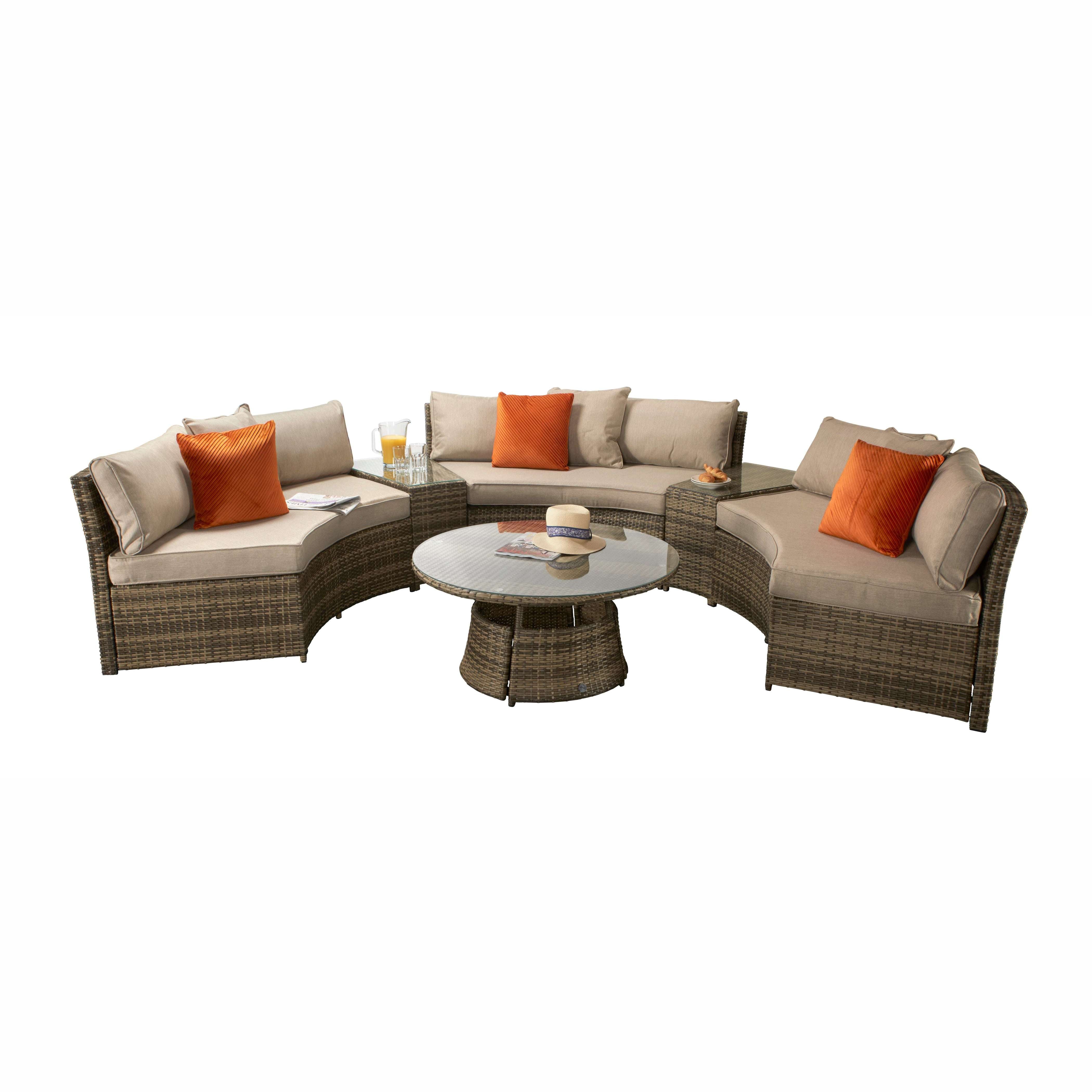 Exceptional Garden:Signature Weave Juliet Half Moon Sofa Set - Mixed Brown