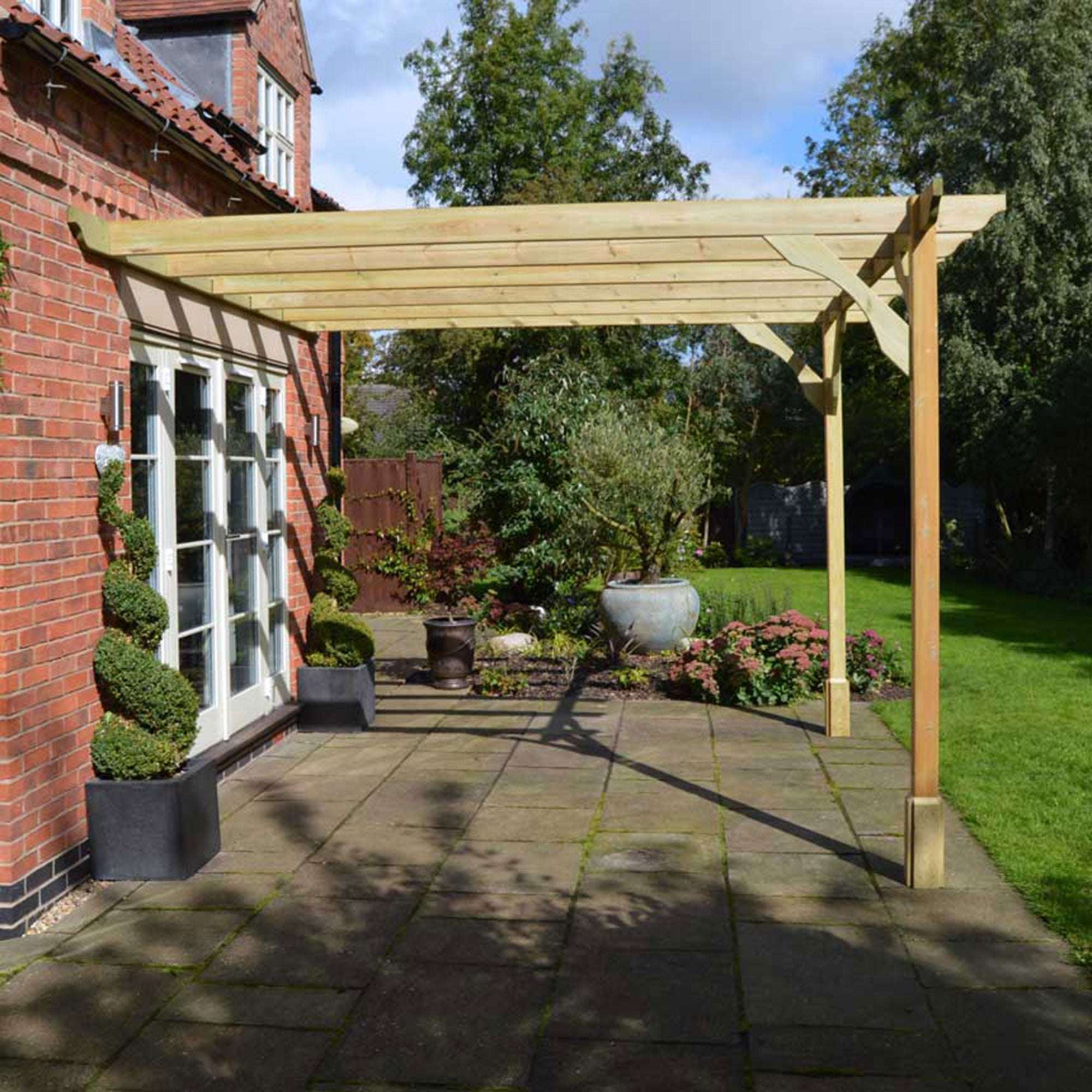 Exceptional Garden:Premium Lean To Pergola with Two Posts