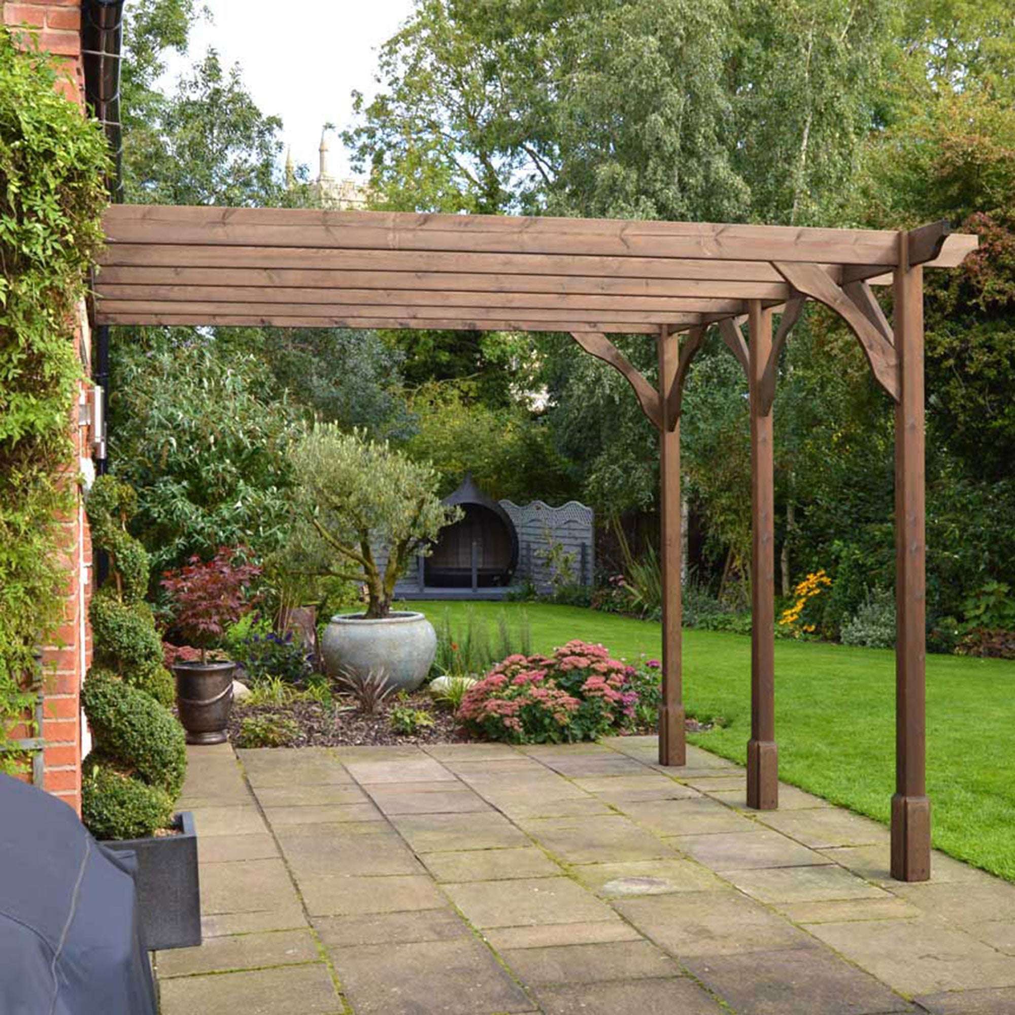 Exceptional Garden:Premium Lean To Pergola with Three Posts