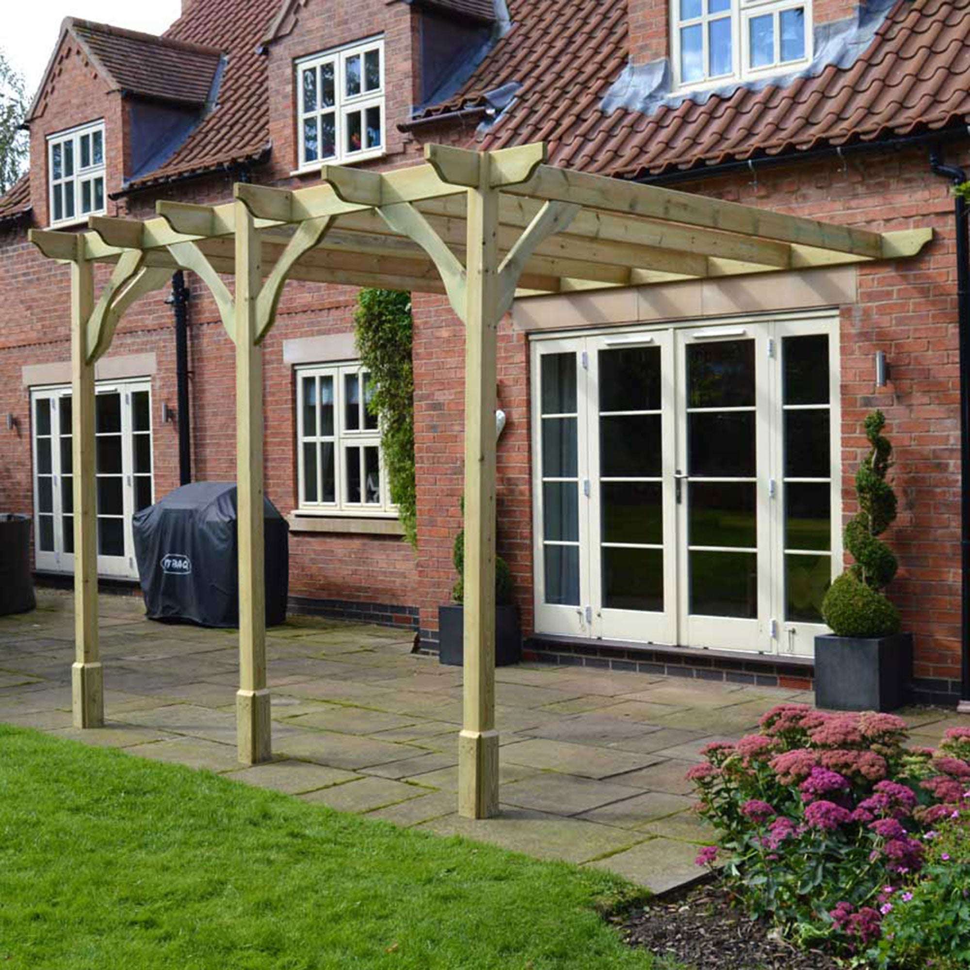 Exceptional Garden:Premium Lean To Pergola with Three Posts