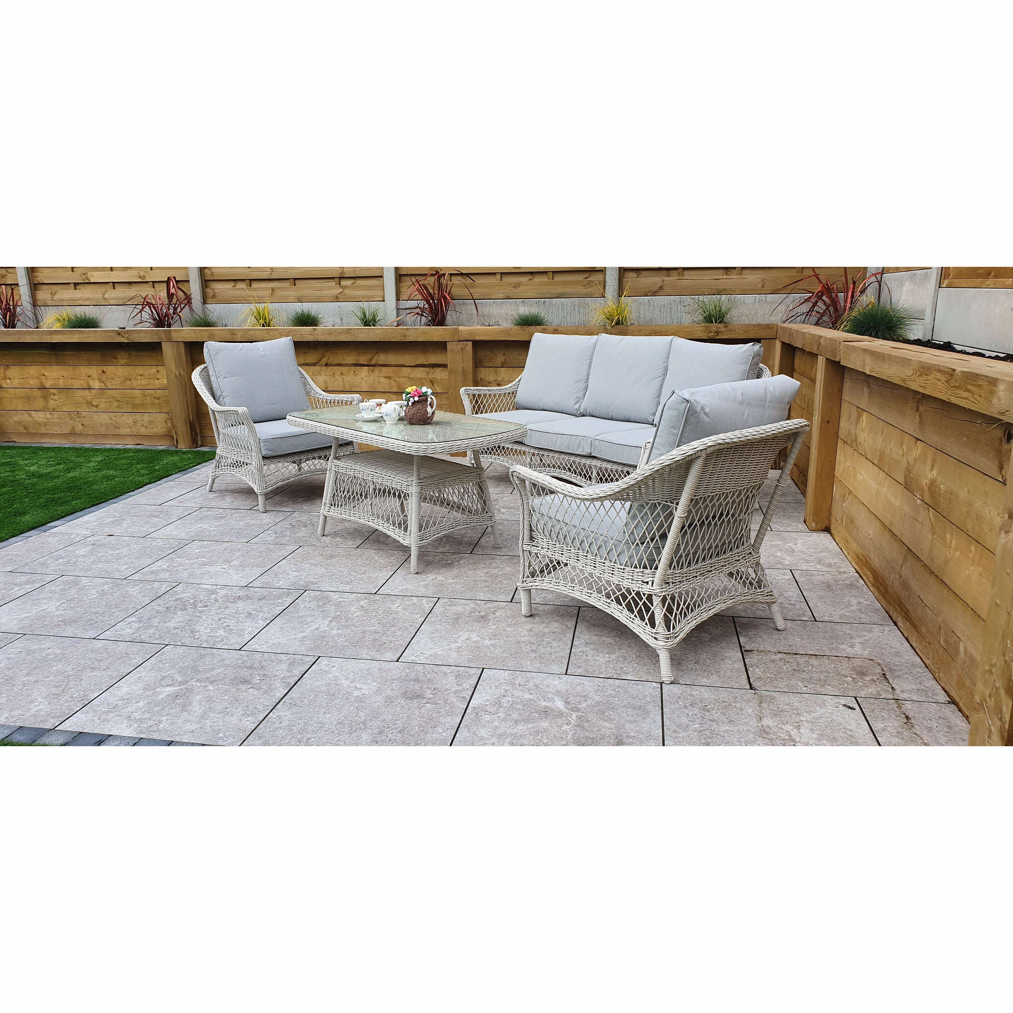 Exceptional Garden:Signature Weave Rose 5-Seater Sofa Set