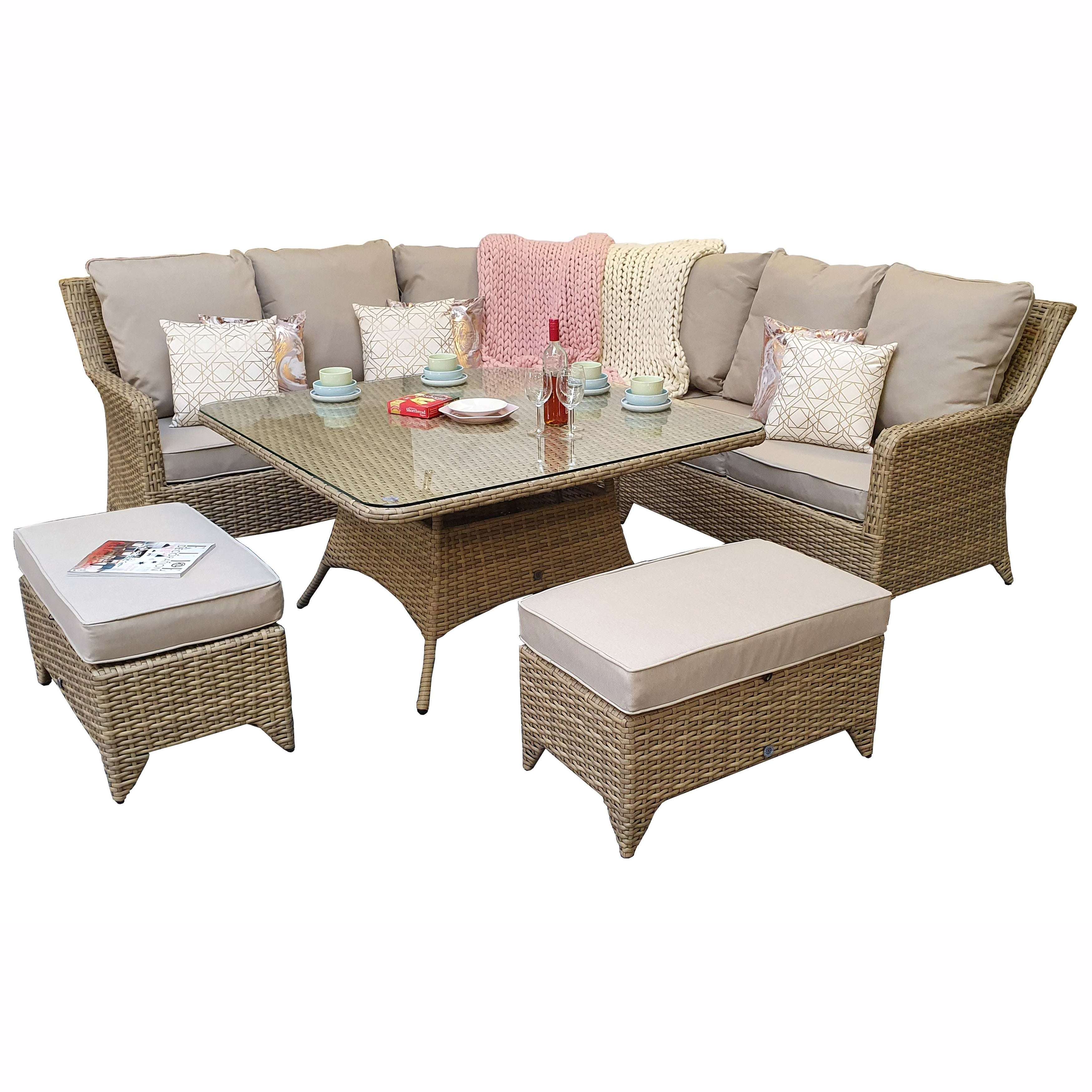 Exceptional Garden:Signature Weave Sarah Corner dining Set - Nature