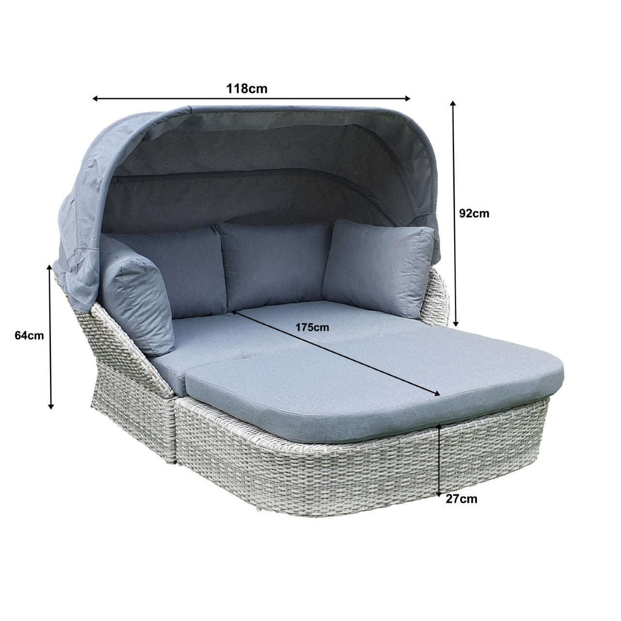 Exceptional Garden:Signature Weave Meghan Daybed- Grey Canopy