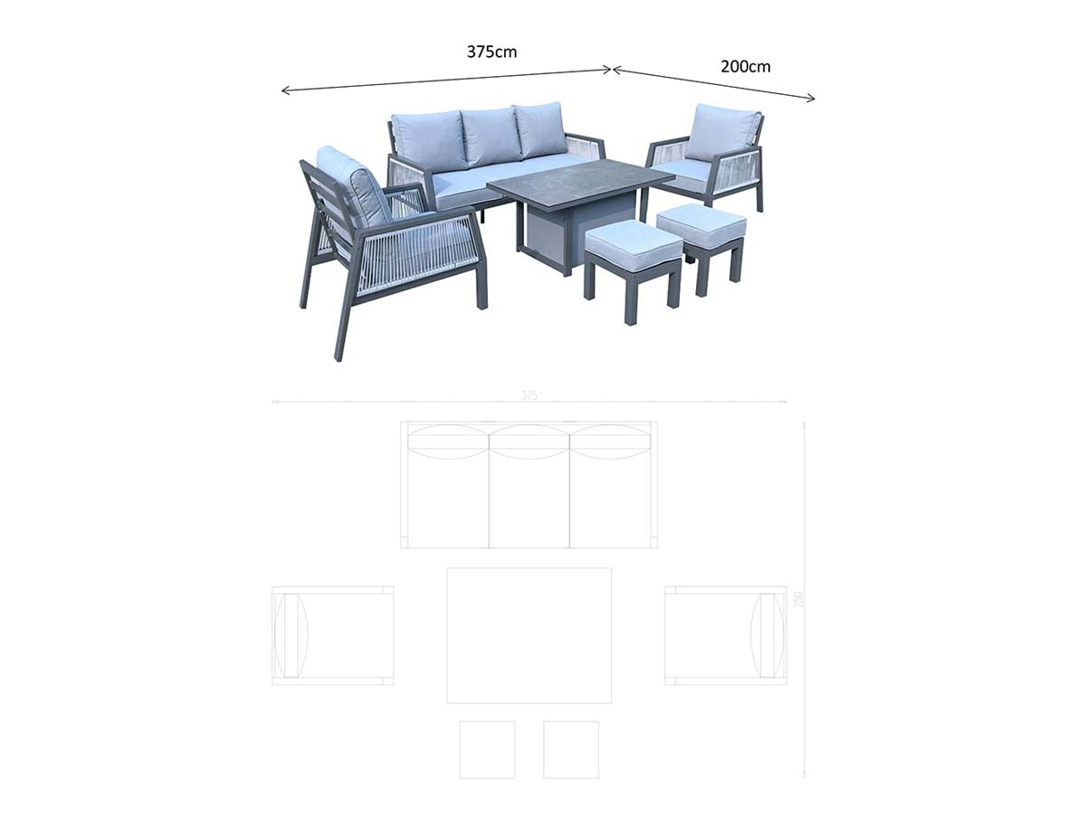 Signature Weave Bettina 7-Seater Dining Set - Grey