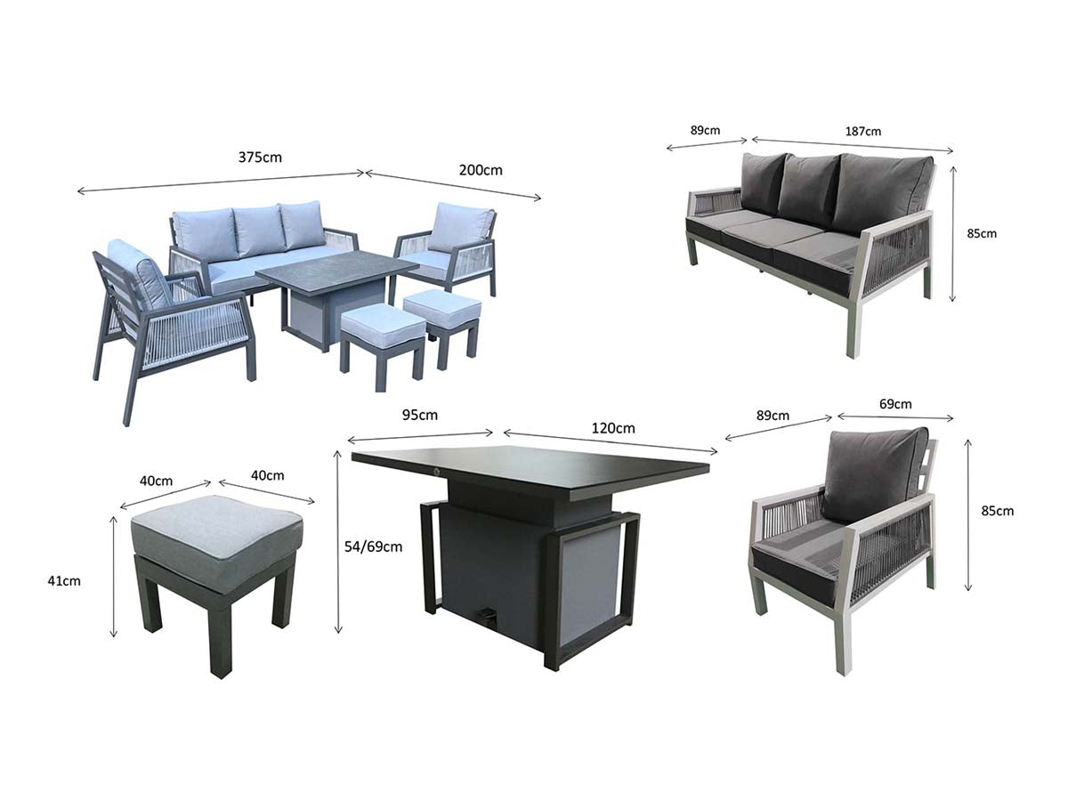 Signature Weave Bettina 7-Seater Dining Set - Grey
