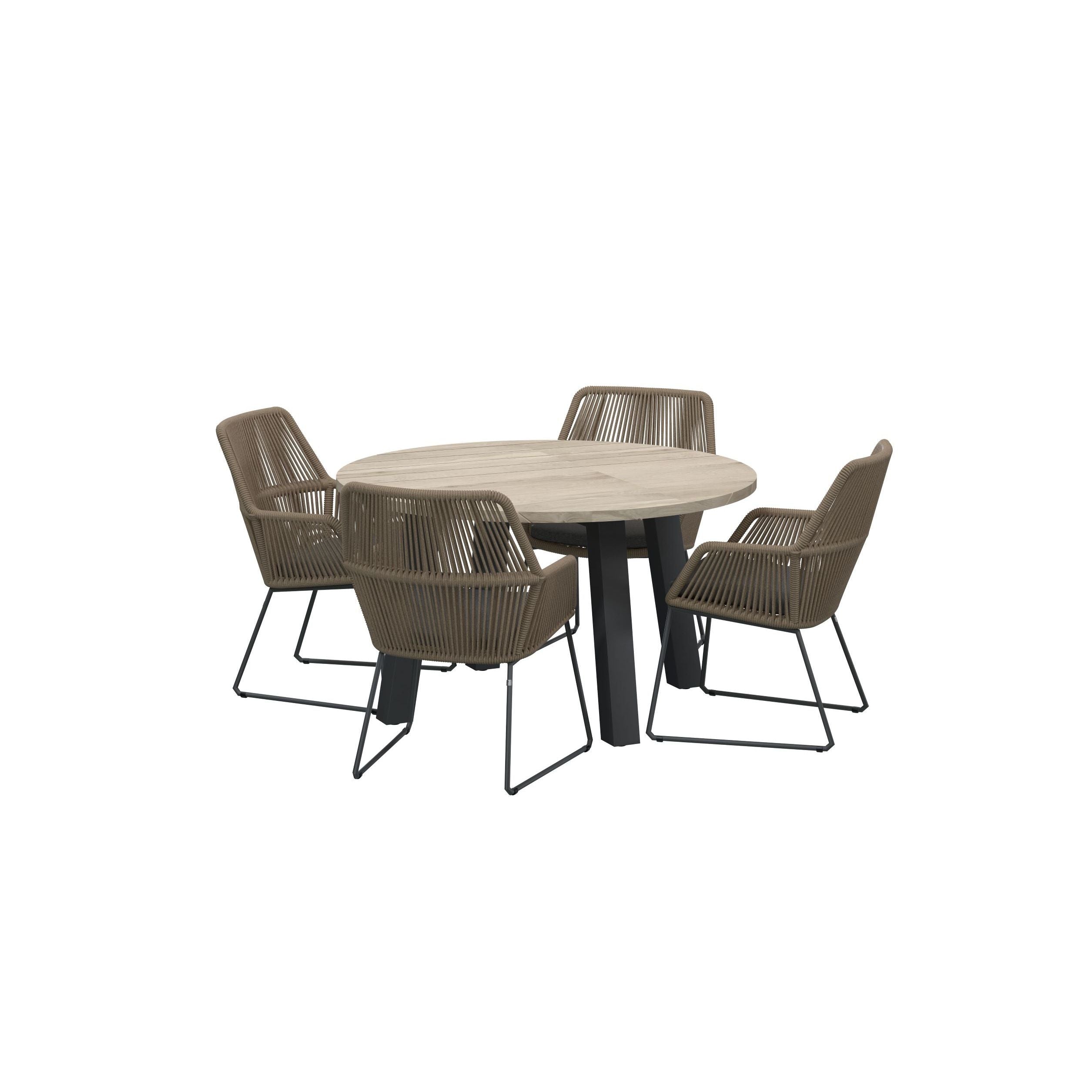 4 Seasons Outdoor Ramblas 4 Seater Dining Set with Derby Table and Teak Top