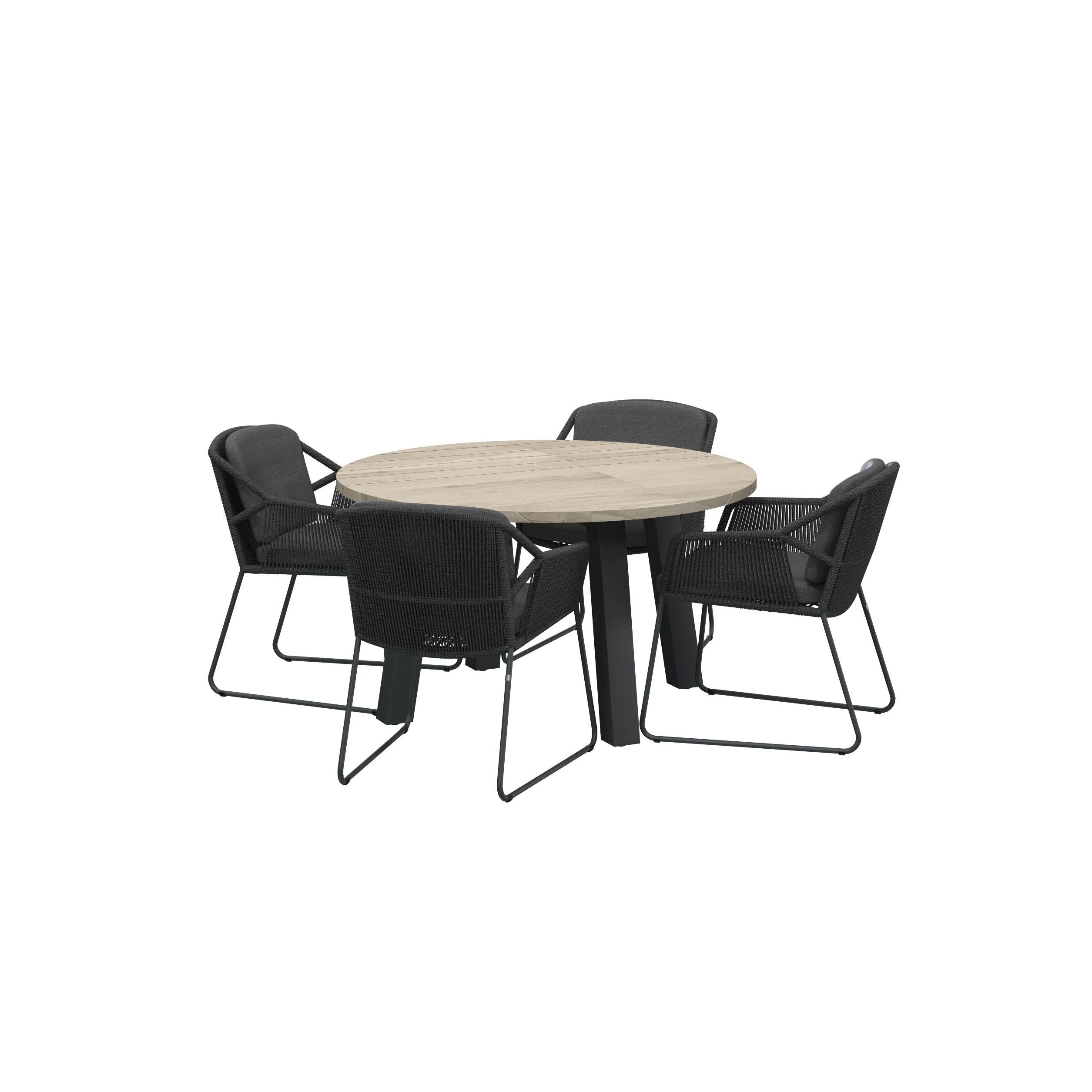 4 Seasons Outdoor Accor 4 Seater Dining Set with Derby Table and Teak top