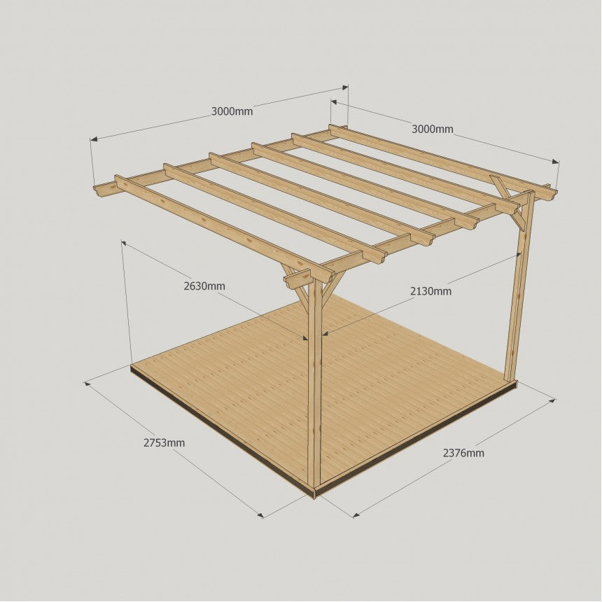 Wall Mounted Garden Pergola with Decking Kit