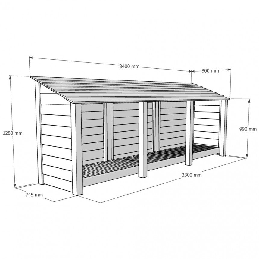 Rutland County Empingham Log Store - 4ft