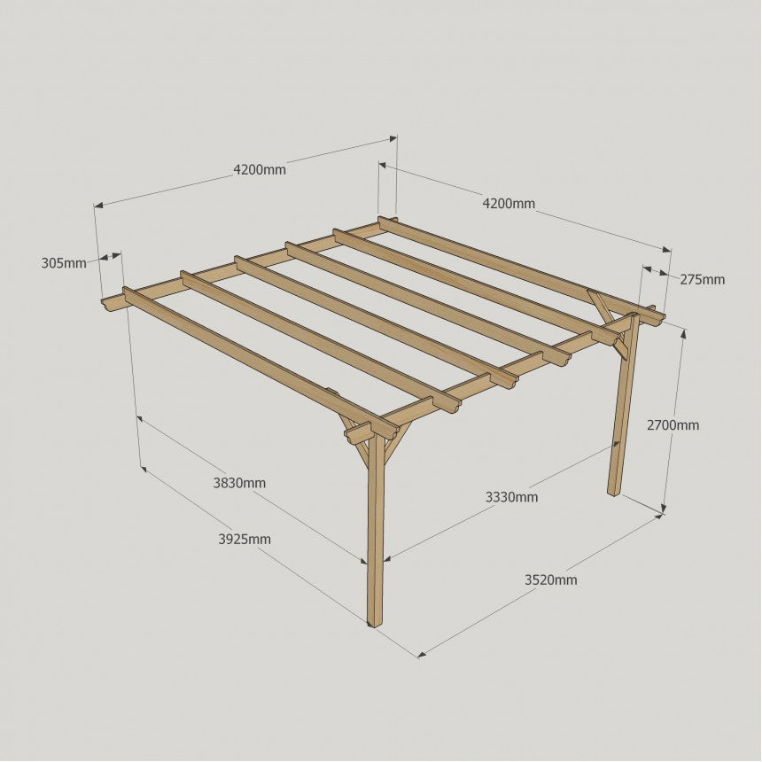 Lean To Garden Pergola with Two Posts