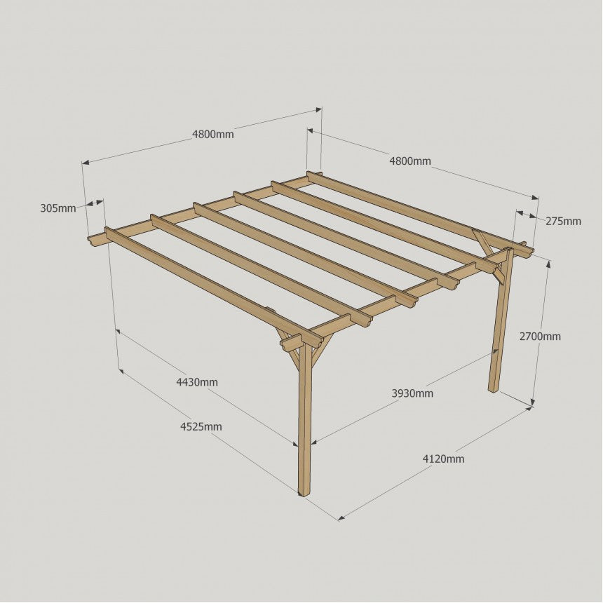 Lean To Garden Pergola with Two Posts