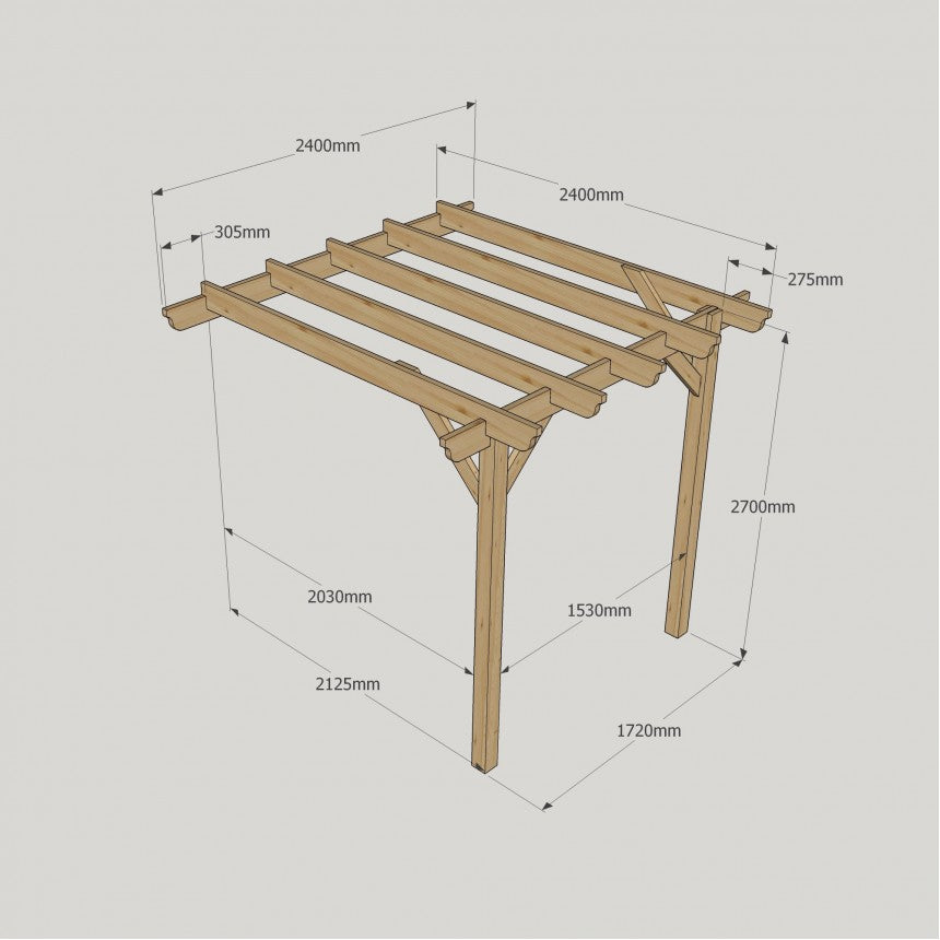 Lean To Garden Pergola with Two Posts