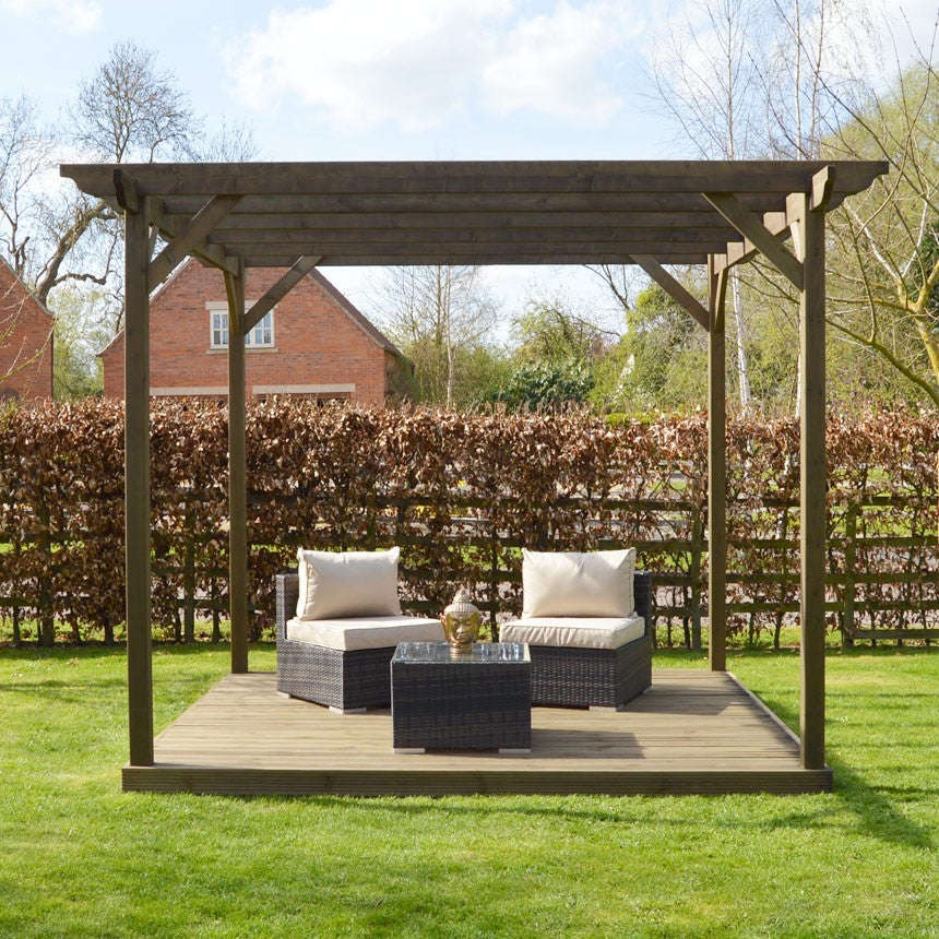 Wooden Pergola with Decking Kit:Rutland County,Exceptional Garden