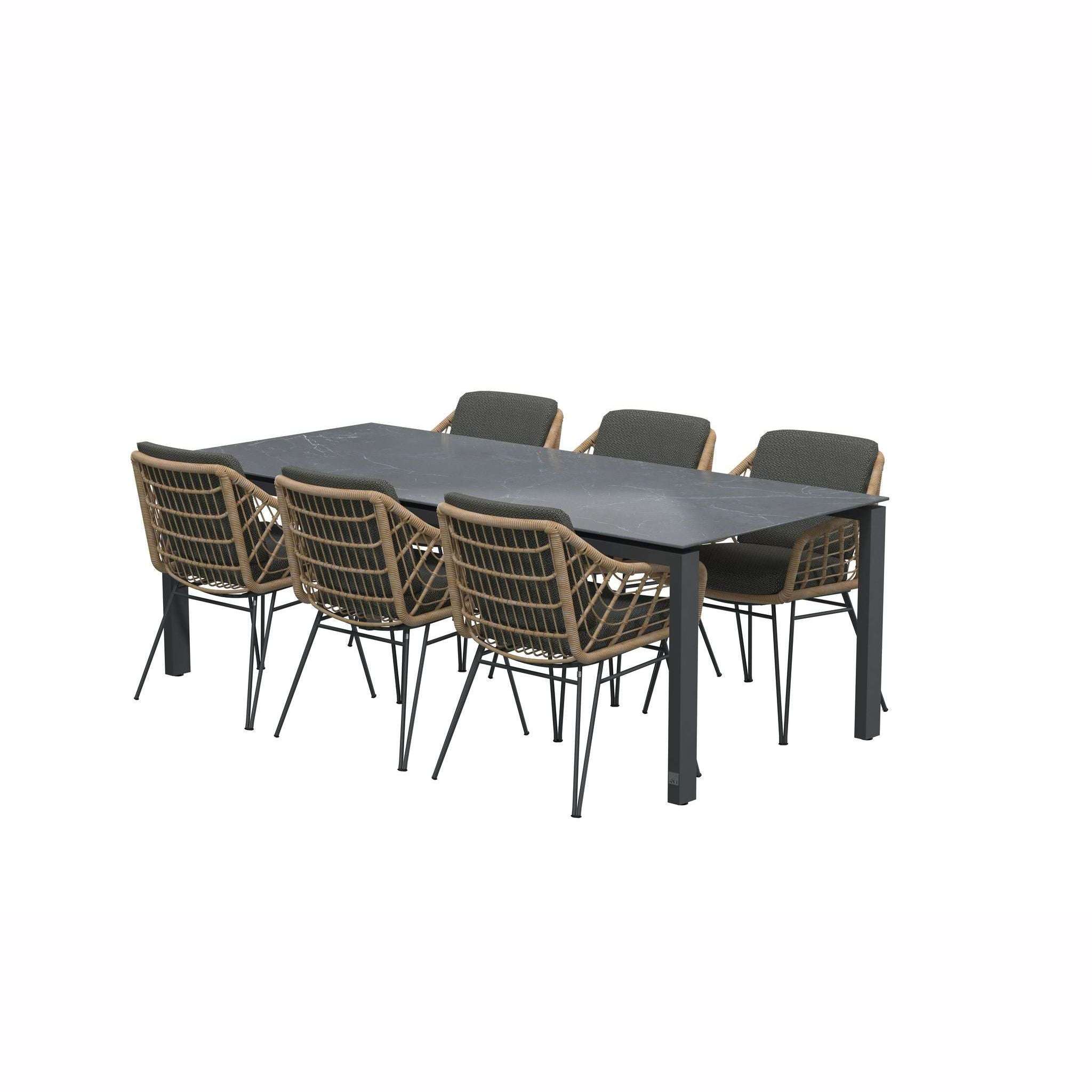Exceptional Garden:4 Seasons Outdoor Cottage Hara 6 seater Dining set with 220cm Goa HPL Dining Table