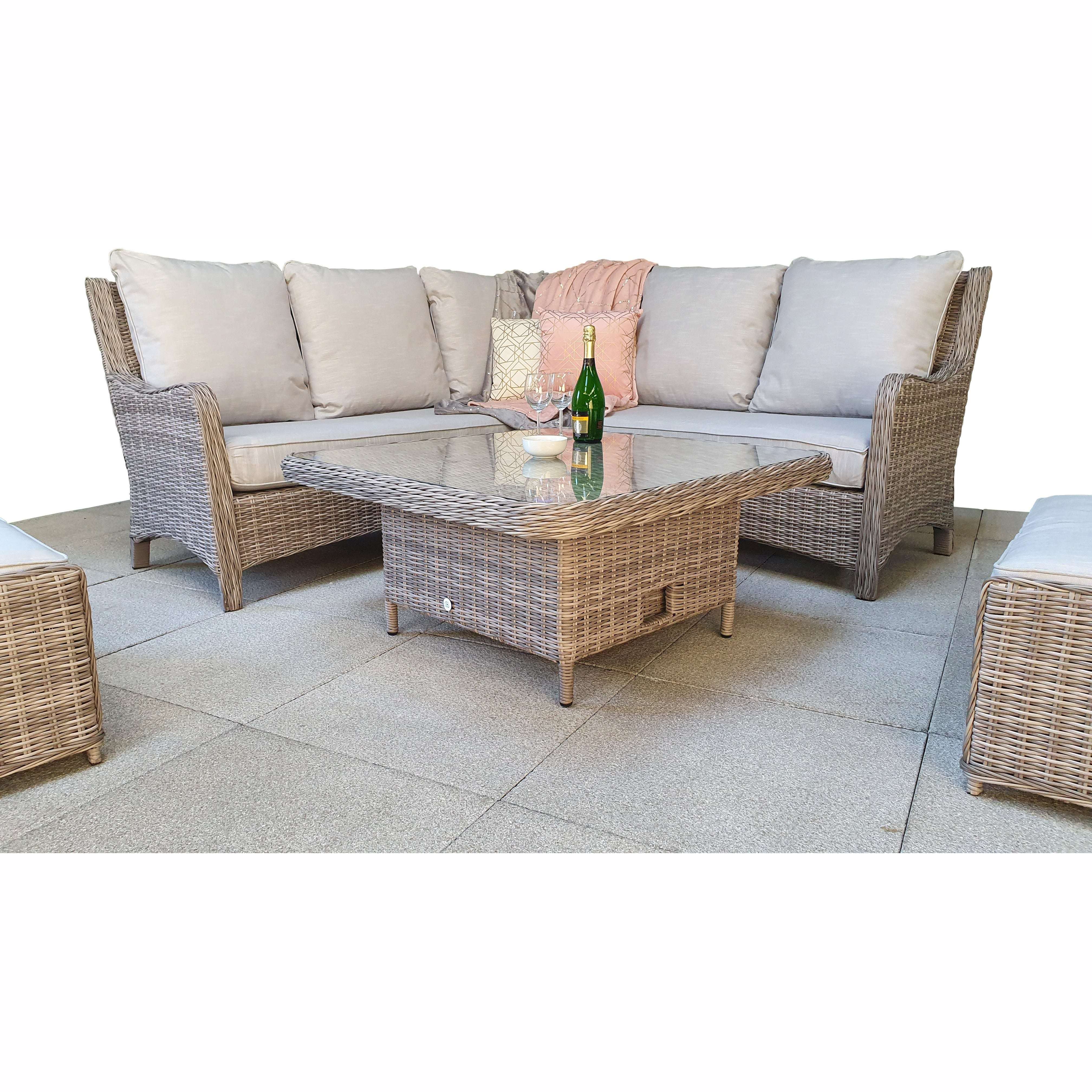 Exceptional Garden:Signature Weave Alexandra Corner Dining Set with Lifting Table