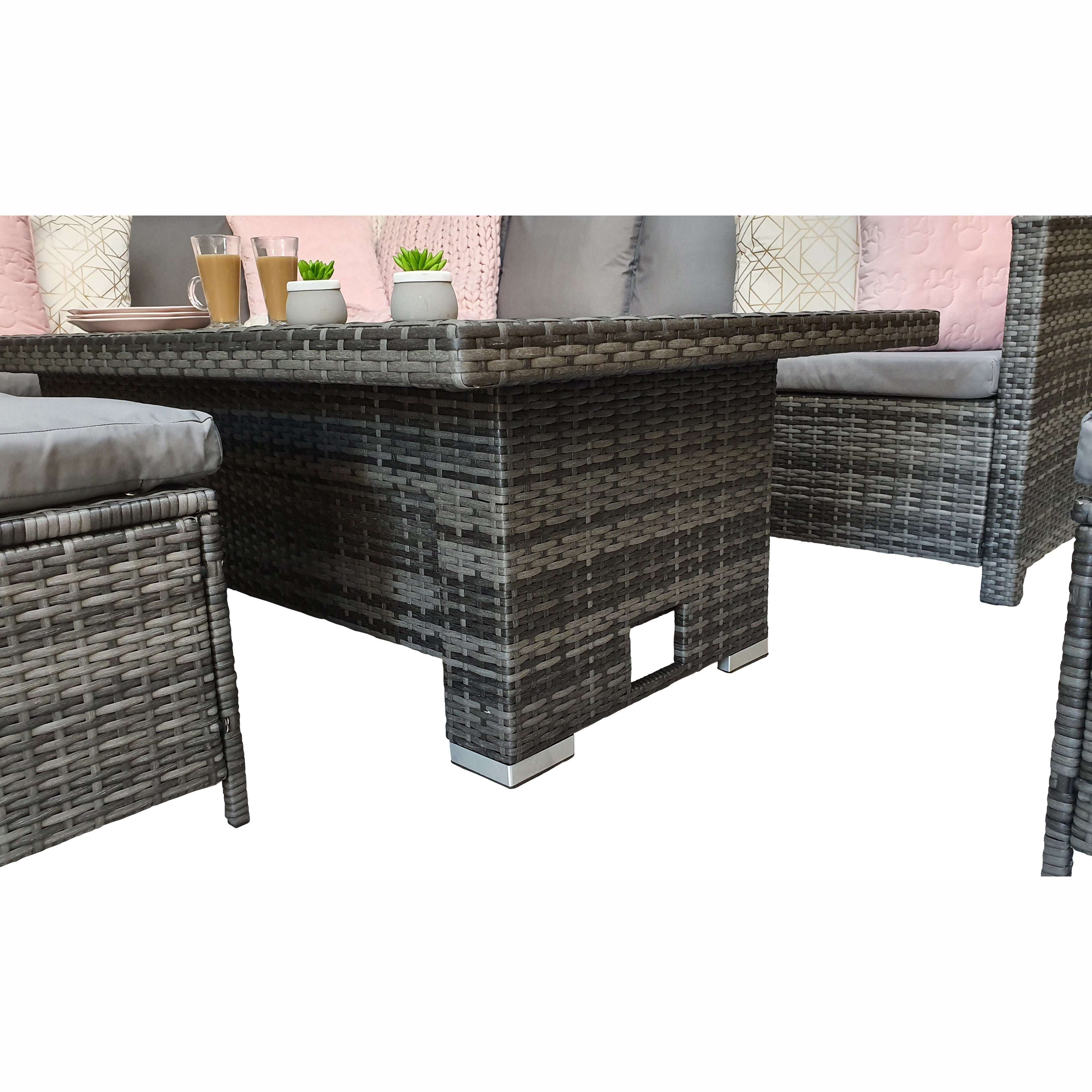 Exceptional Garden:Signature Weave Charlotte Corner Dining Set with Lifting Table