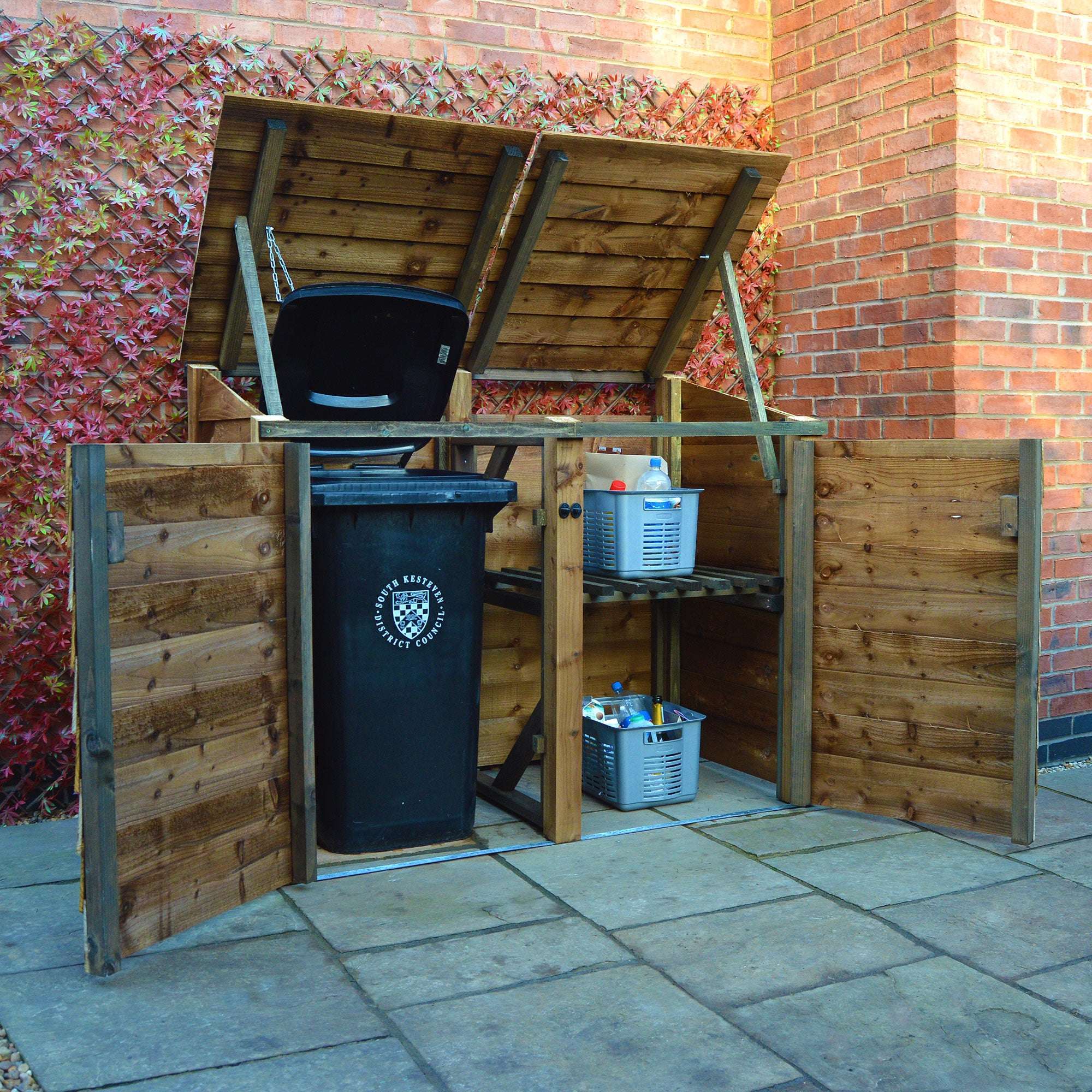 Exceptional Garden:Rutland Country Morcott Double Recycling Bin Combo Storage Unit