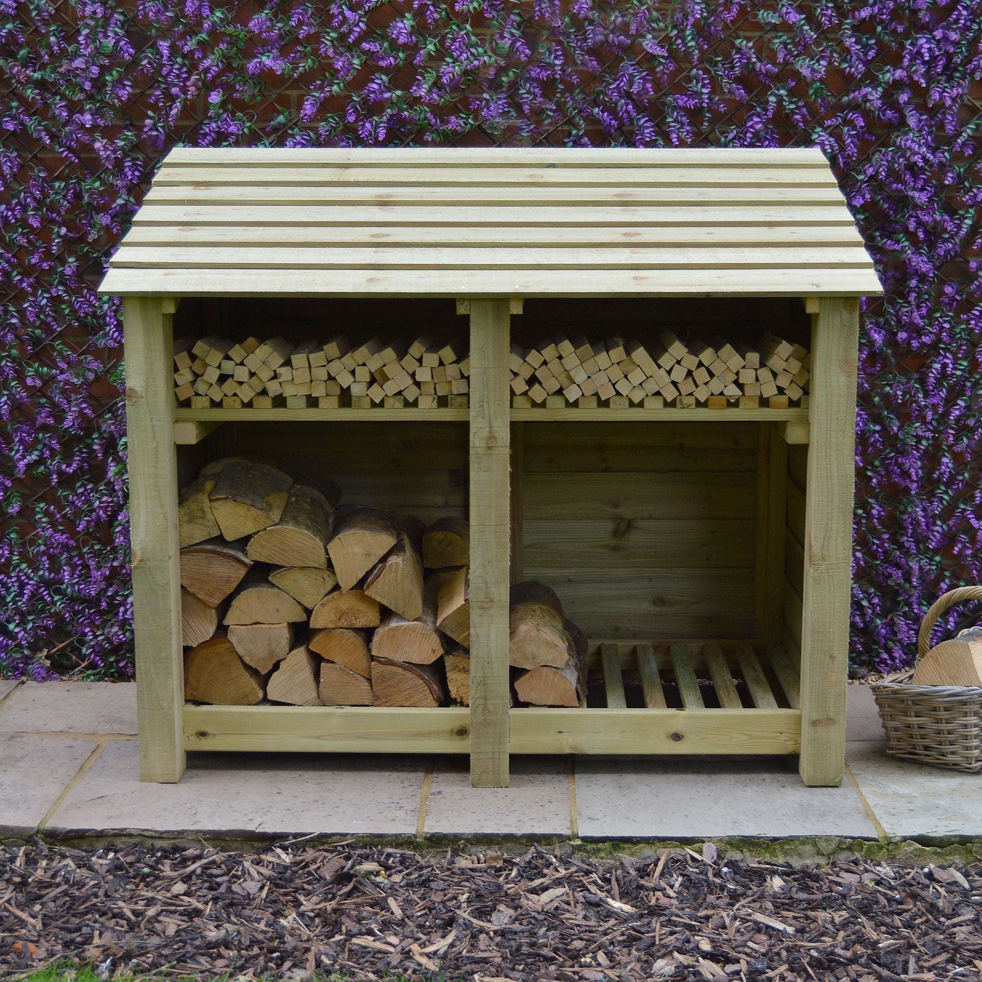 Exceptional Garden:Rutland Country Cottesmore Log Store with Kindling Shelf - 4ft