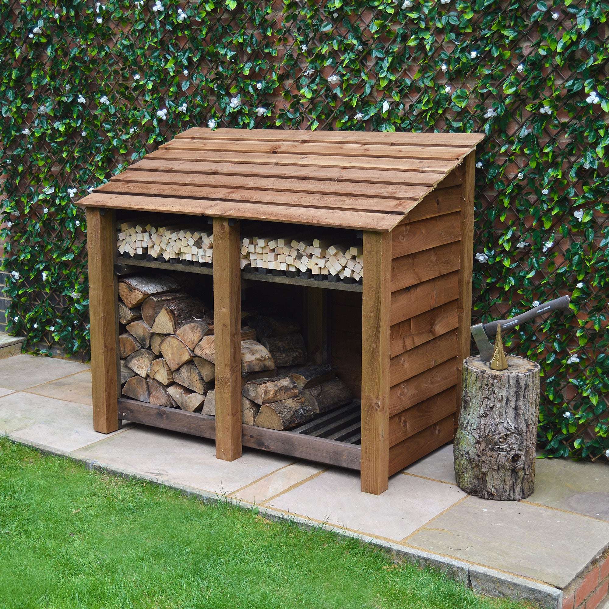 Rutland Country Cottesmore Log Store with Kindling Shelf - 4ft:Rutland County,Exceptional Garden