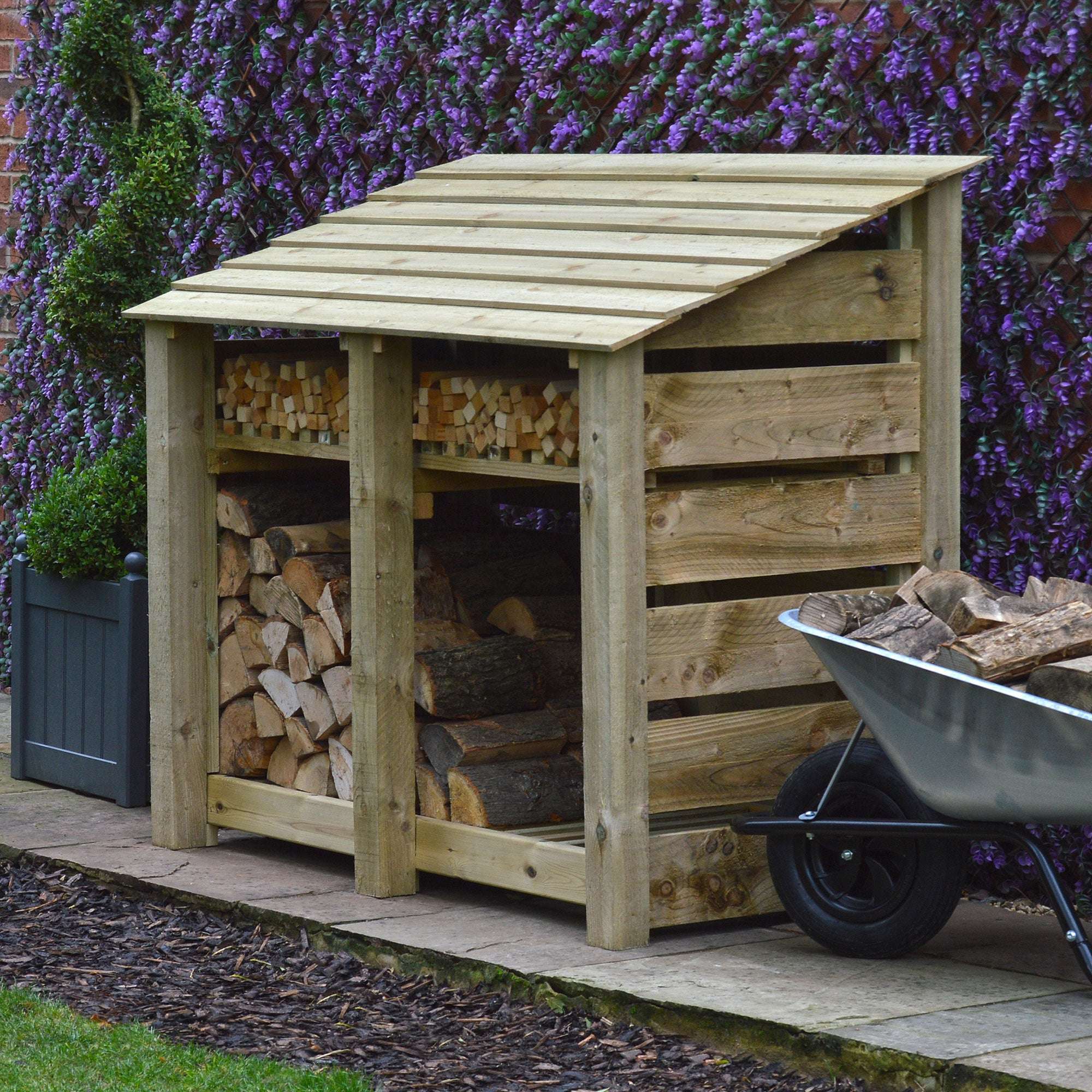 Rutland Country Cottesmore Log Store with Kindling Shelf - 4ft:Rutland County,Exceptional Garden