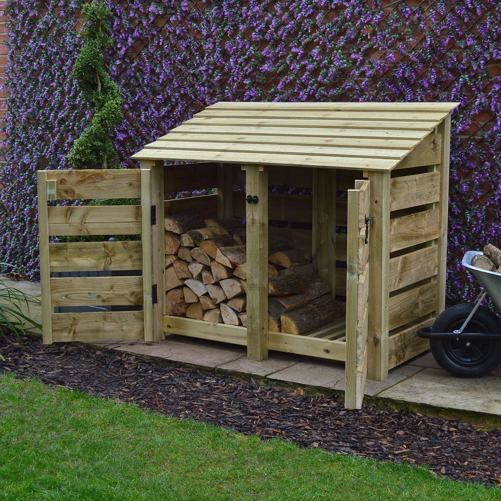 Rutland Country Cottesmore Log Store with Door - 4ft:Rutland County,Exceptional Garden