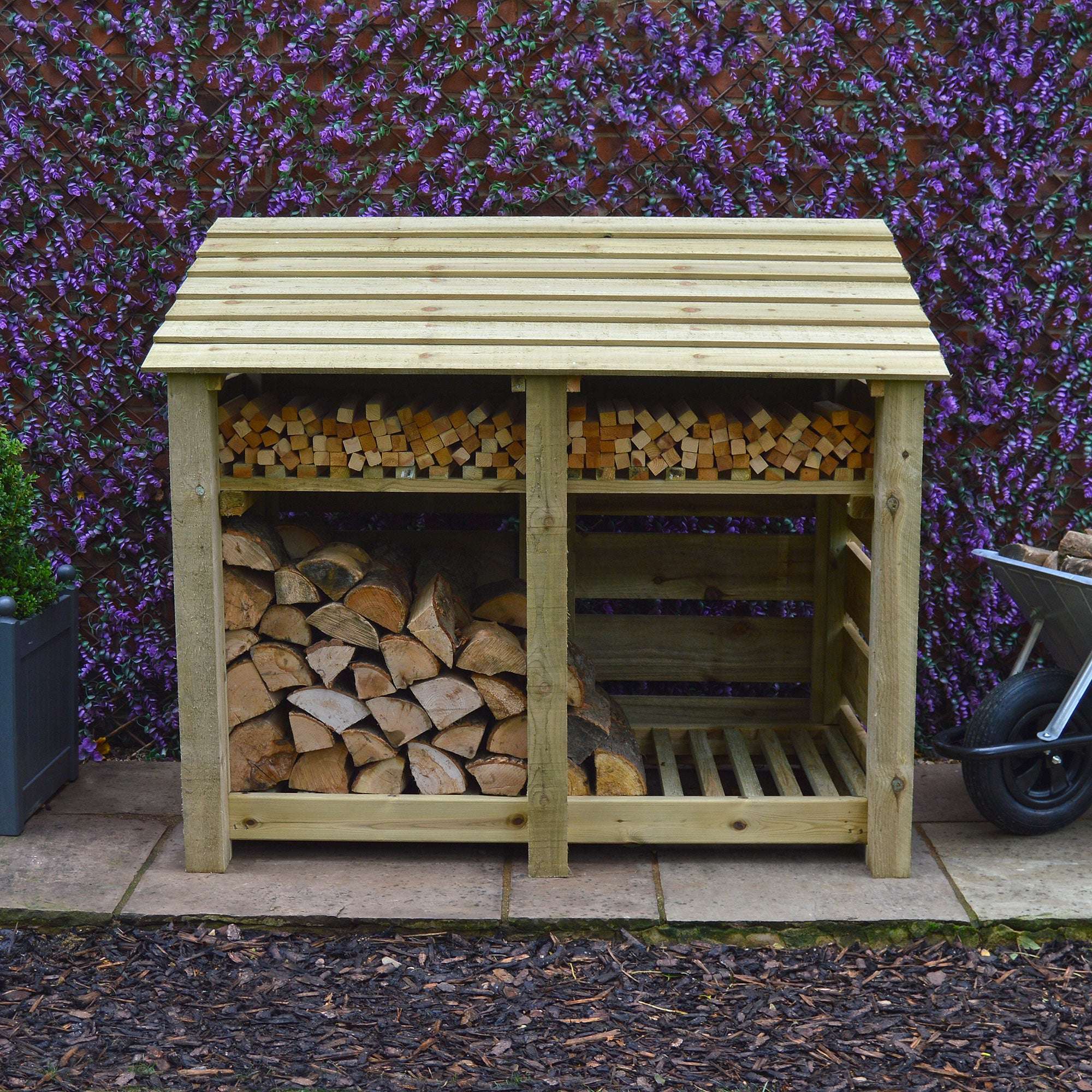 Exceptional Garden:Rutland Country Cottesmore Log Store with Kindling Shelf - 4ft