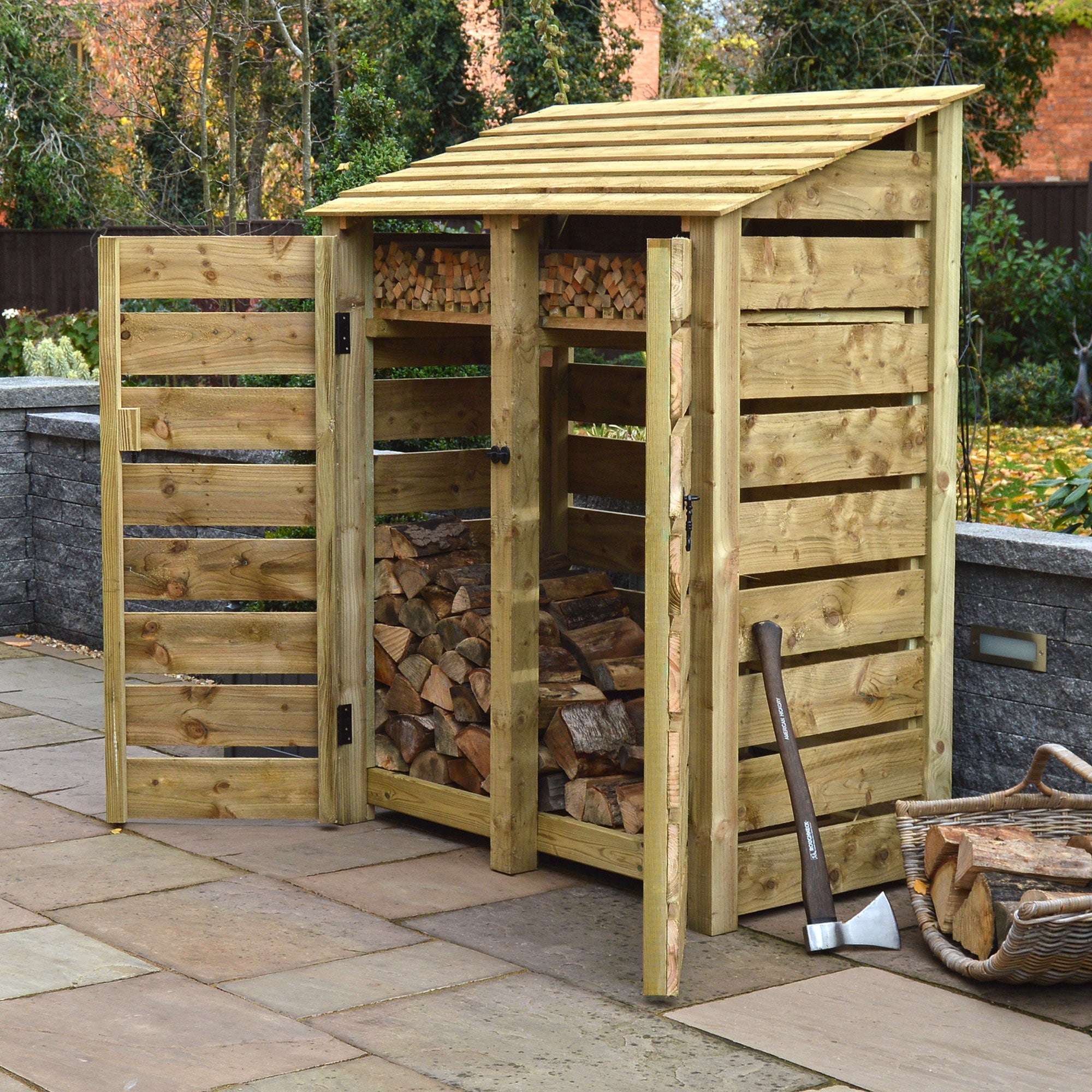 Rutland Country Cottesmore Log Store with Door and Kindling Shelf - 6ft:Rutland County,Exceptional Garden