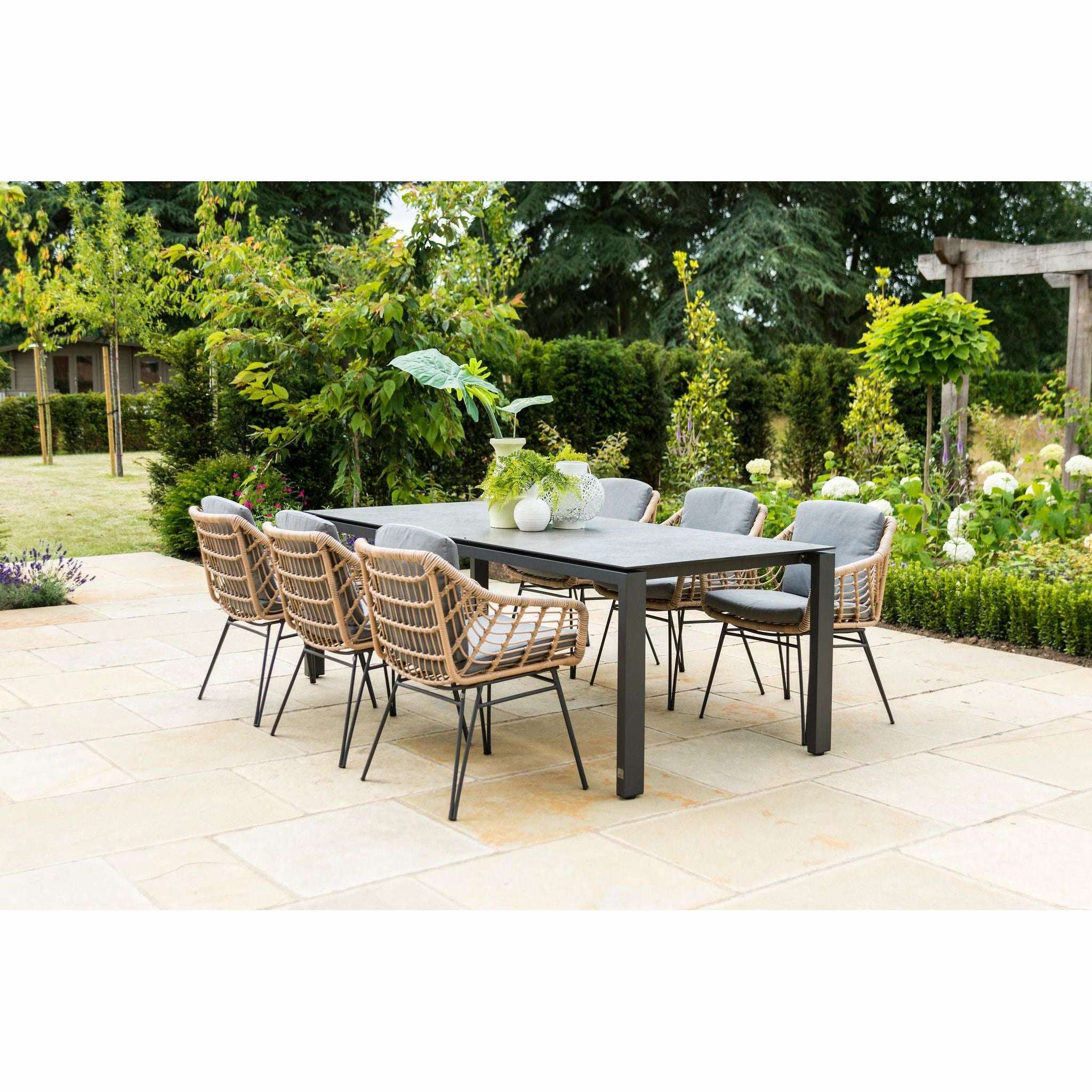 Exceptional Garden:4 Seasons Outdoor Cottage Hara 6 seater Dining set with 220cm Goa HPL Dining Table