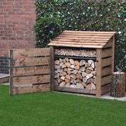 Rutland Country Greetham Log Store With Kindling Shelf and Door - 4ft:Rutland County,Exceptional Garden