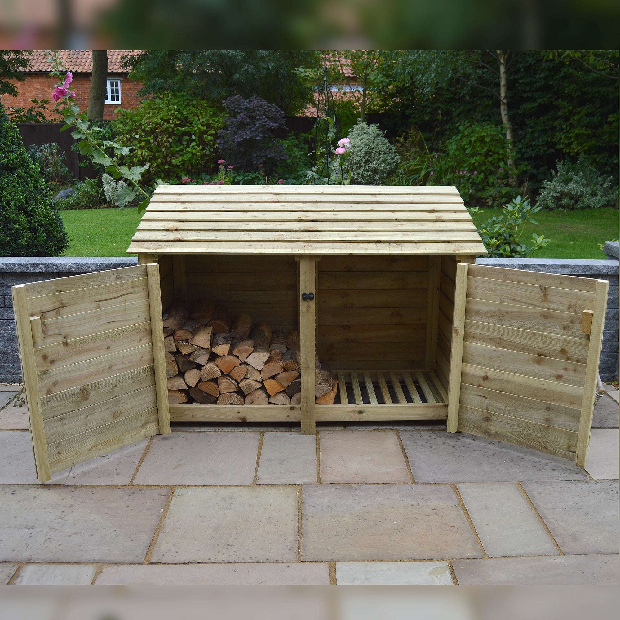Exceptional Garden:Rutland Country Hambleton Log Store with Door - 4ft