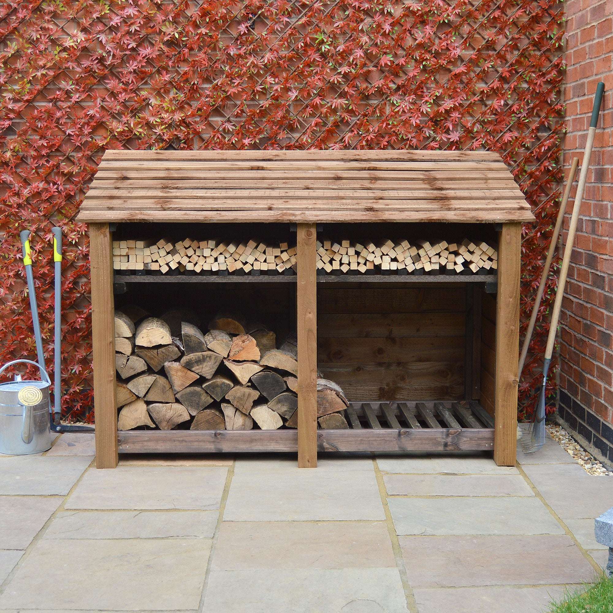 Exceptional Garden:Rutland Country Hambleton Log Store with Kindling Shelf - 4ft