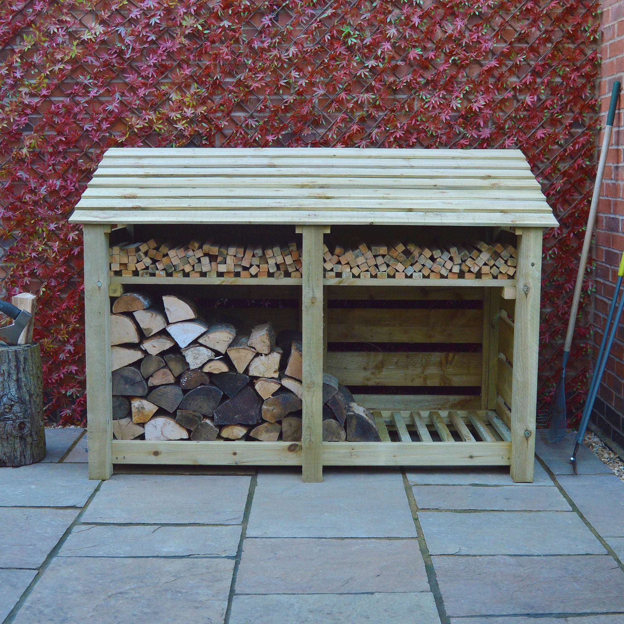 Rutland Country Hambleton Log Store with Kindling Shelf - 4ft:Rutland County,Exceptional Garden