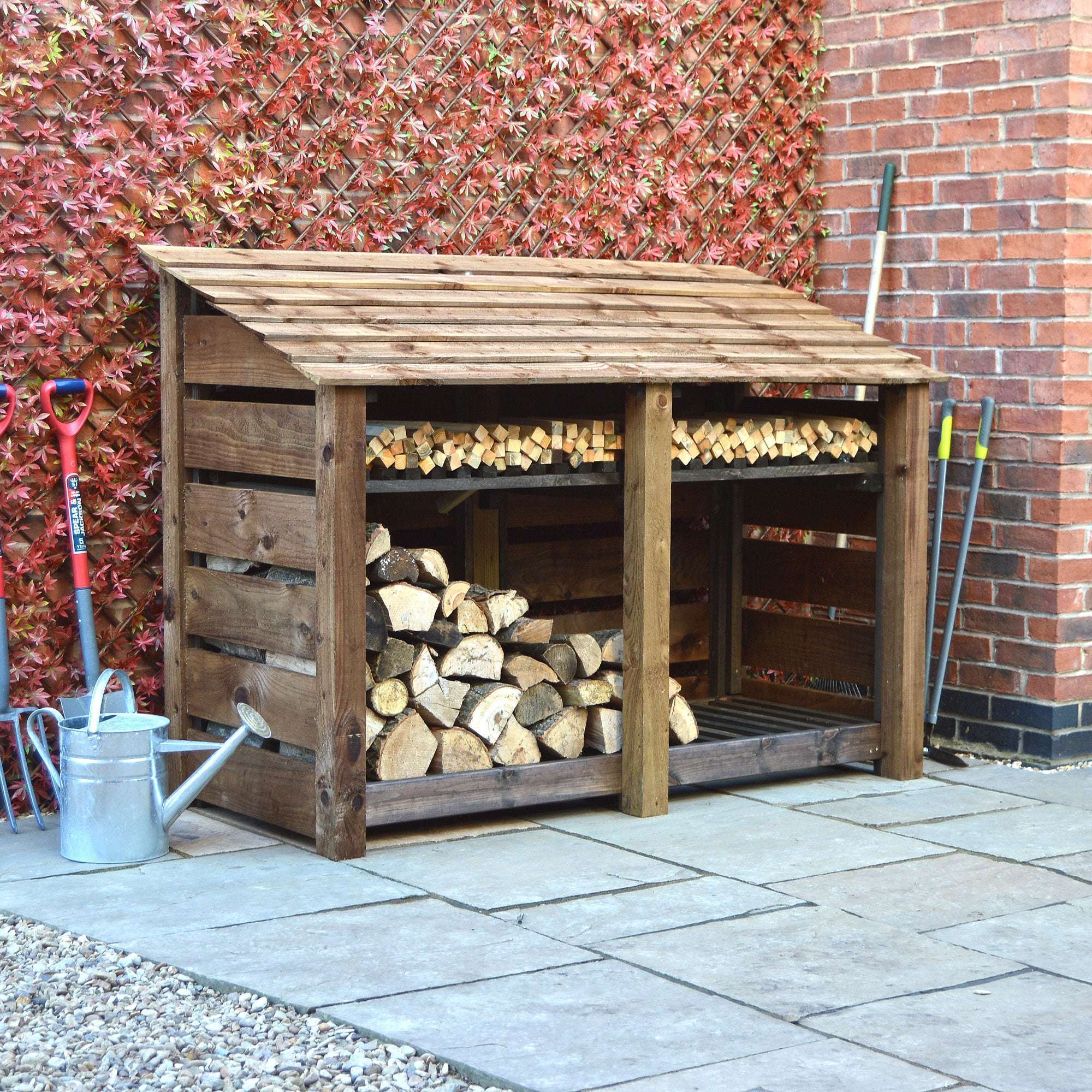 Rutland Country Hambleton Log Store with Kindling Shelf - 4ft:Rutland County,Exceptional Garden
