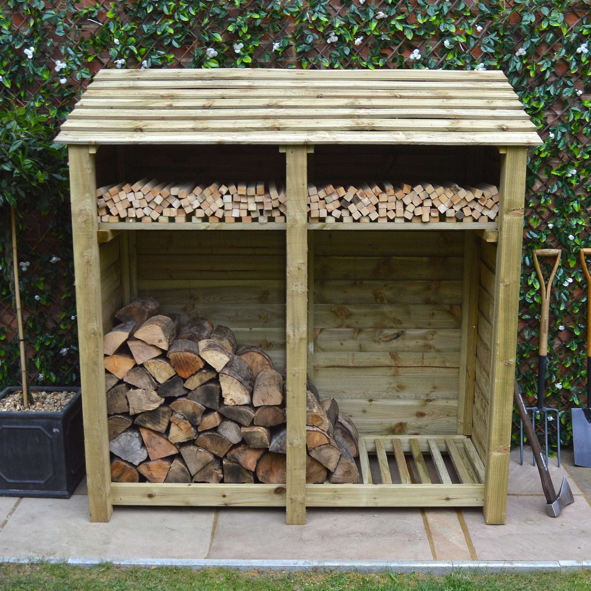 Exceptional Garden:Rutland Country Hambleton Log Store with Kindling Shelf - 6ft