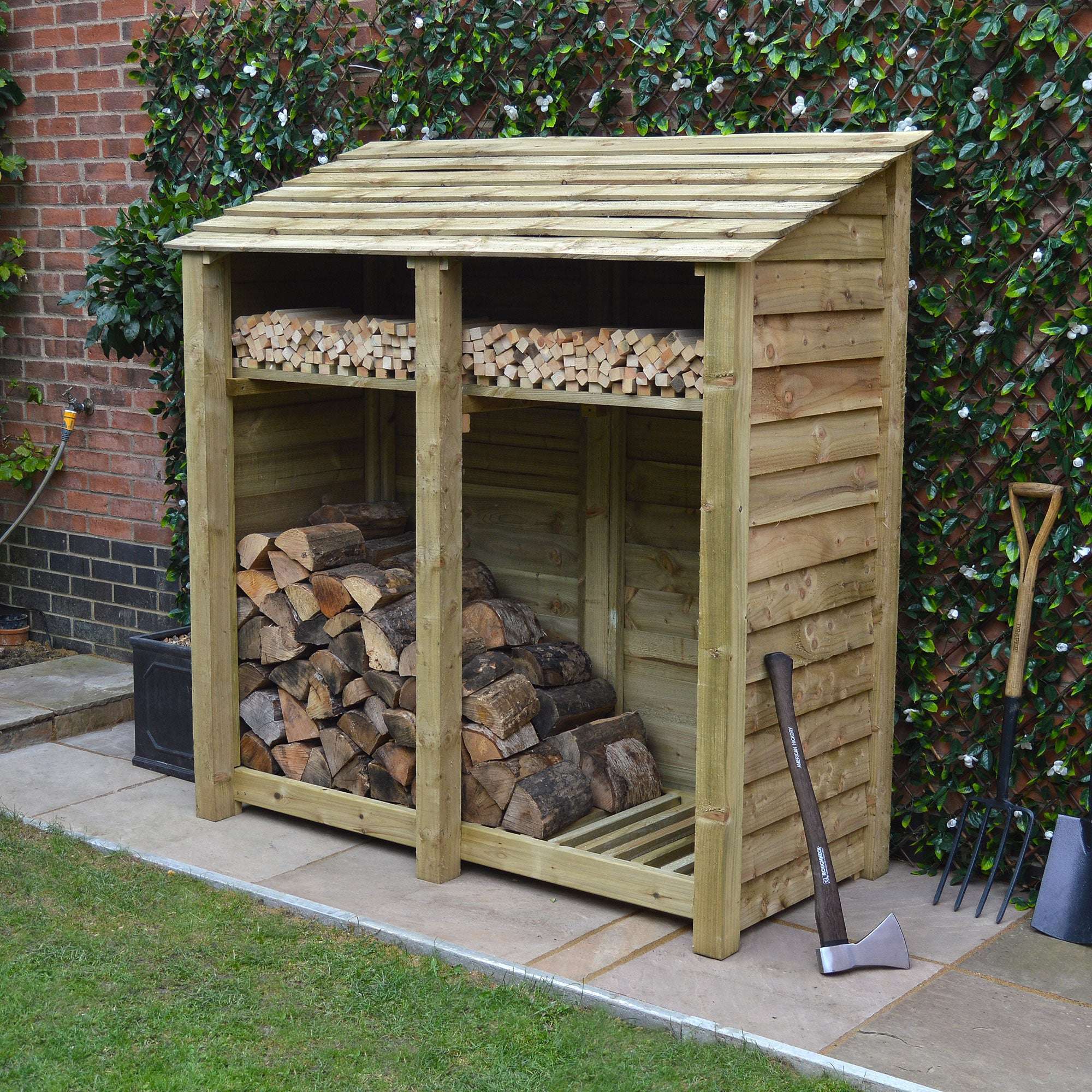 Rutland Country Hambleton Log Store with Kindling Shelf - 6ft:Rutland County,Exceptional Garden