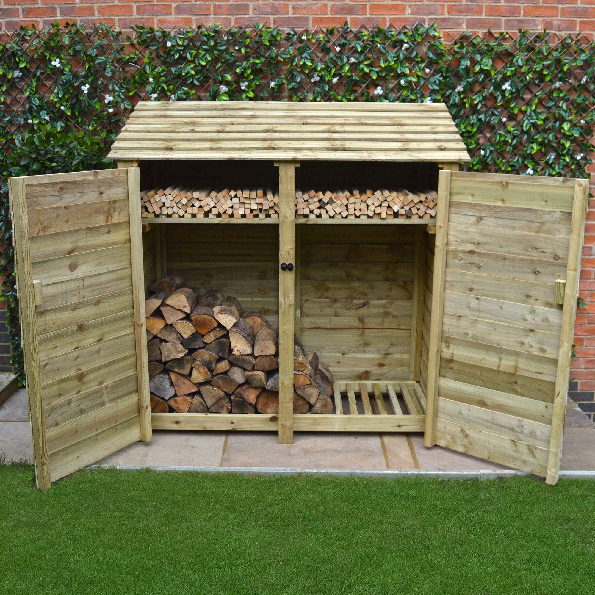 Exceptional Garden:Rutland Country Hambleton Log Store with Kindling Shelf and Door - 6ft