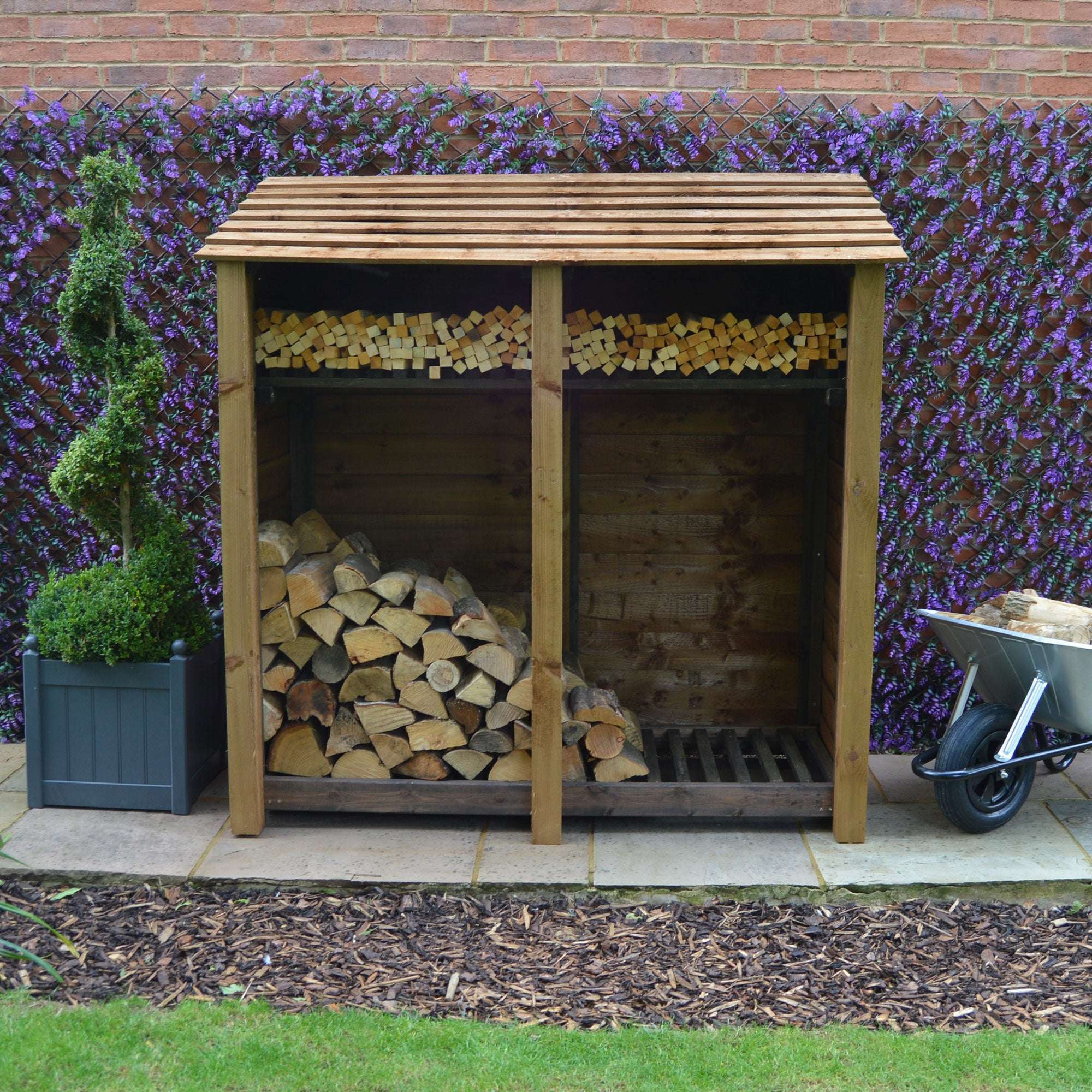 Exceptional Garden:Rutland Country Hambleton Log Store with Kindling Shelf - 6ft