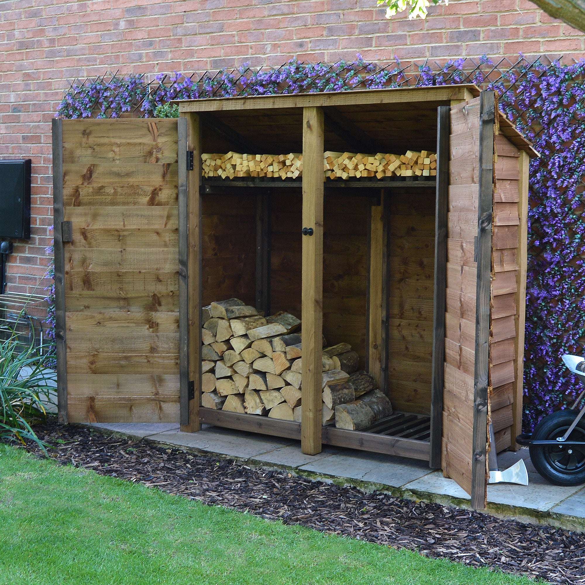 Rutland Country Hambleton Log Store with Kindling Shelf and Door - 6ft:Rutland County,Exceptional Garden
