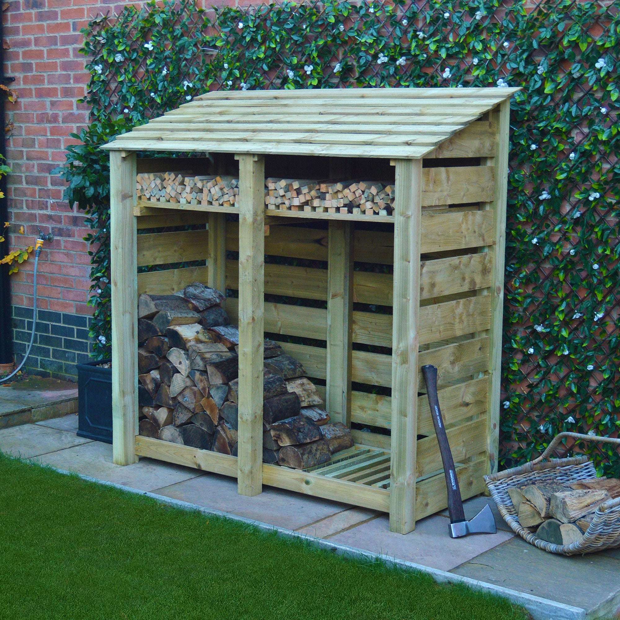 Rutland Country Hambleton Log Store with Kindling Shelf - 6ft:Rutland County,Exceptional Garden