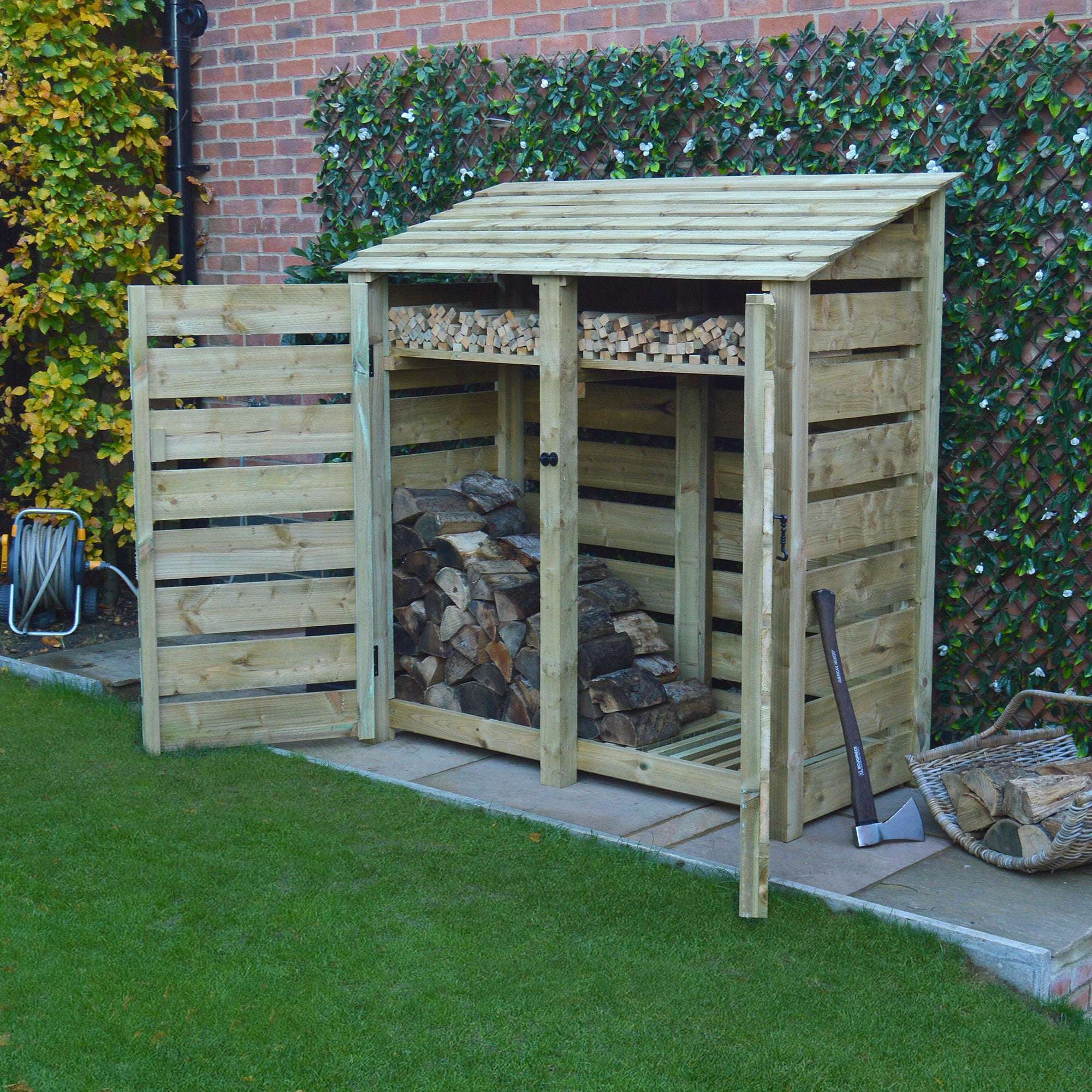 Rutland Country Hambleton Log Store with Kindling Shelf and Door - 6ft:Rutland County,Exceptional Garden