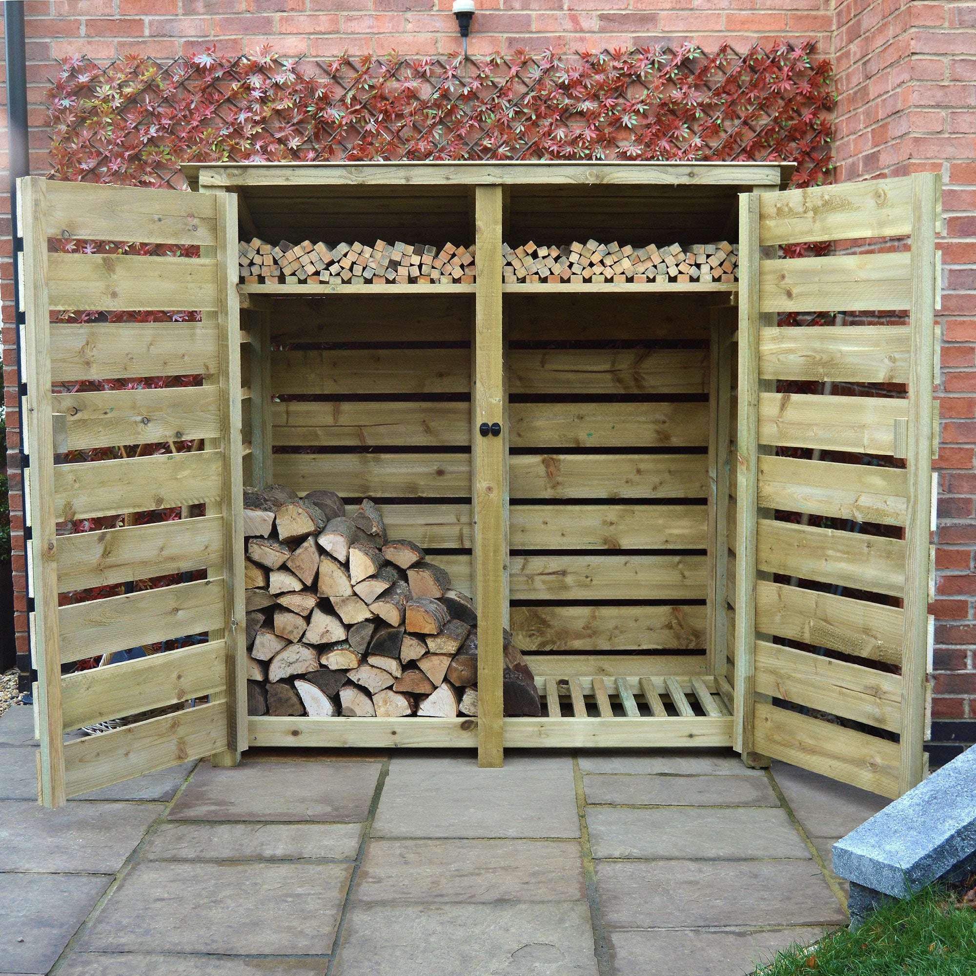 Exceptional Garden:Rutland Country Hambleton Log Store with Kindling Shelf and Door - 6ft