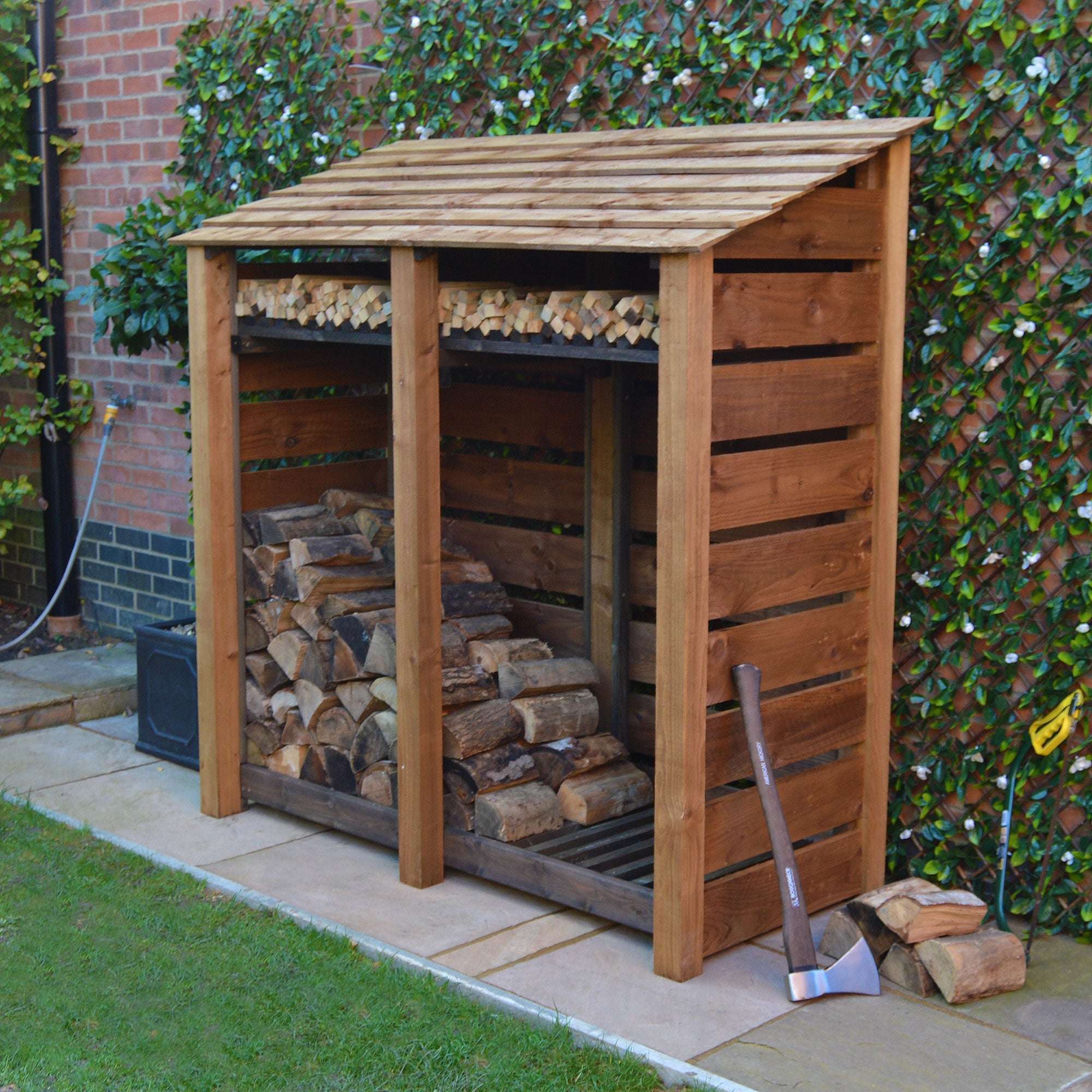 Rutland Country Hambleton Log Store with Kindling Shelf - 6ft:Rutland County,Exceptional Garden