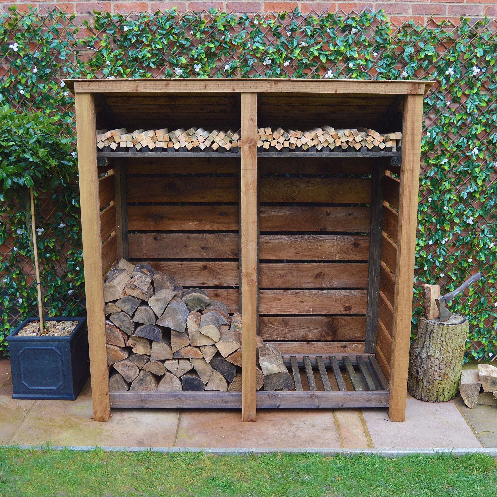 Exceptional Garden:Rutland Country Hambleton Log Store with Kindling Shelf - 6ft